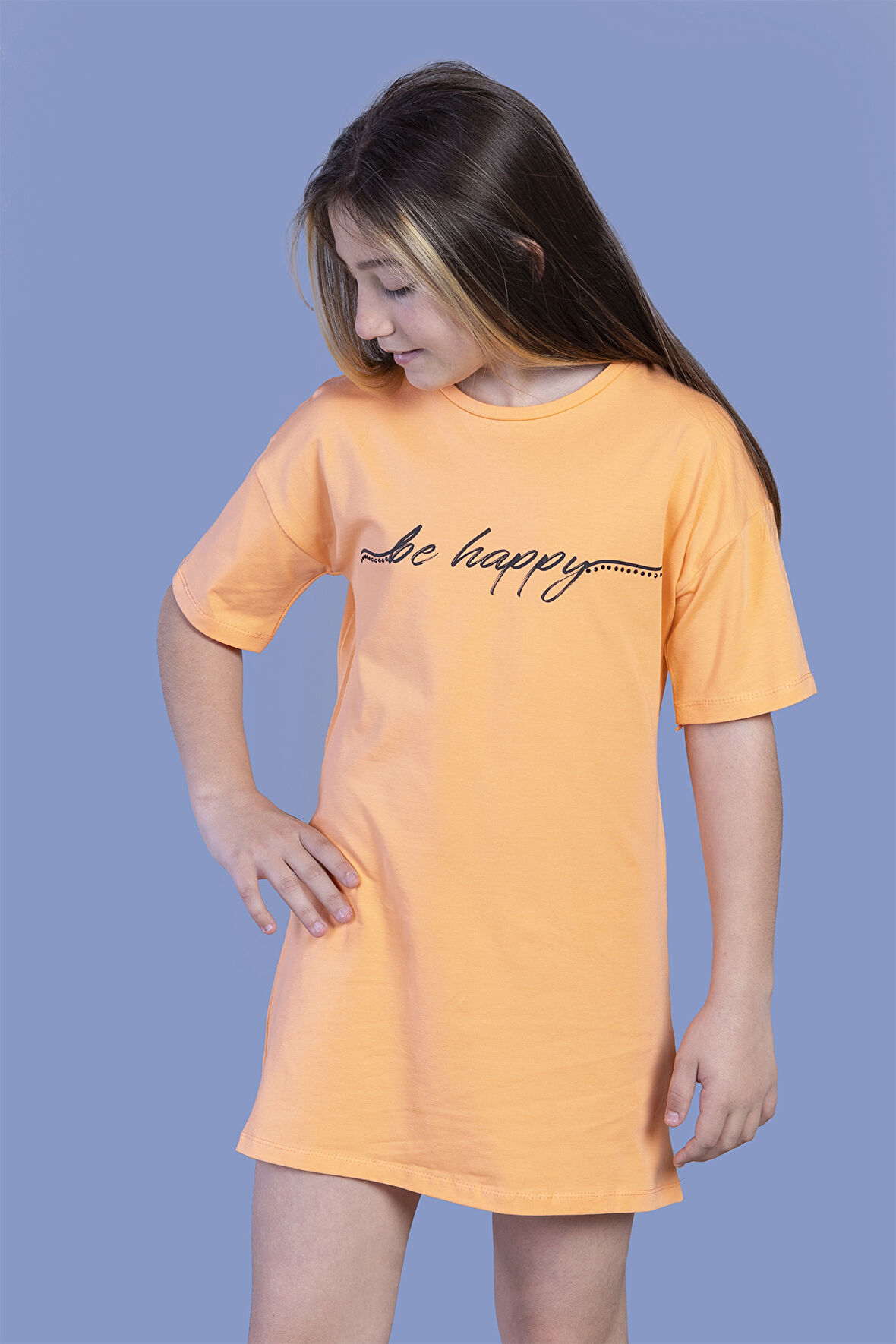 Toontoy Kız Çocuk Düşük Kol Detaylı Baskılı Elbise