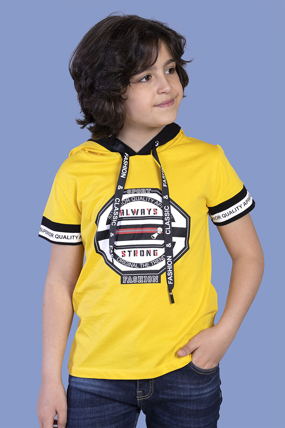 Toontoy Erkek Çocuk Kapüşonlu Baskılı Tişört