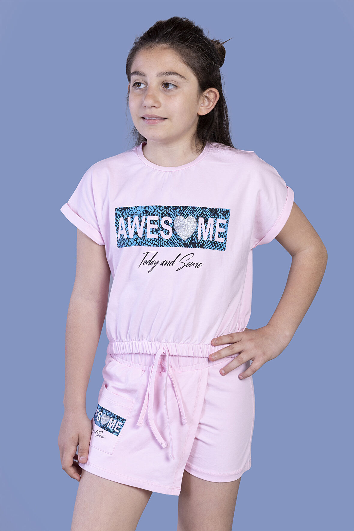 Toontoy Kız Çocuk Baskılı Şortlu Takım