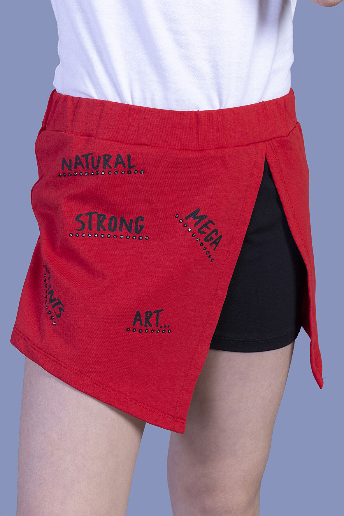 Toontoy Kız Çocuk Garni Detaylı Baskılı Etek Görünümlü Şort