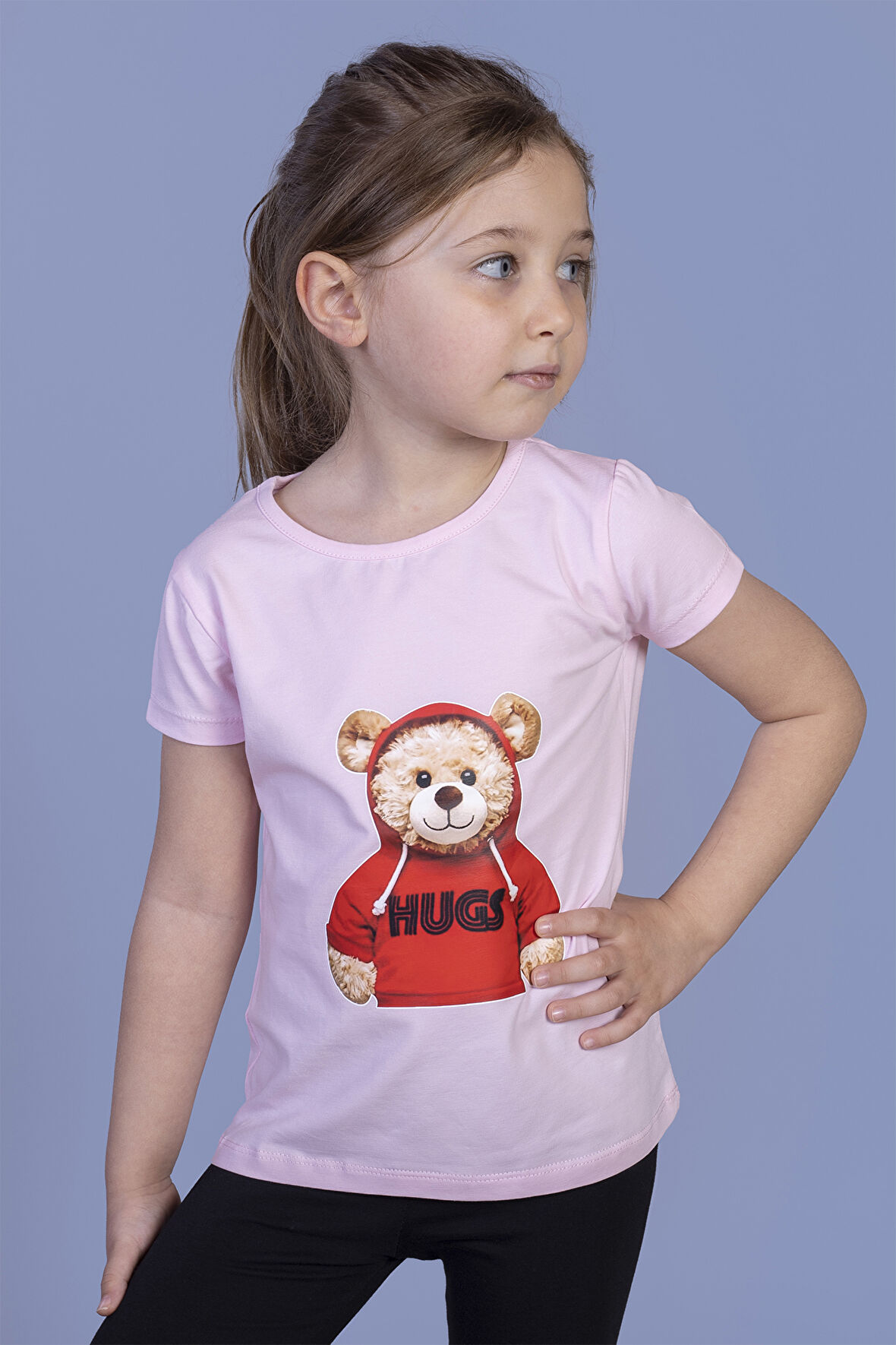 Toontoy Kız Çocuk Ayıcık Baskılı Tişört