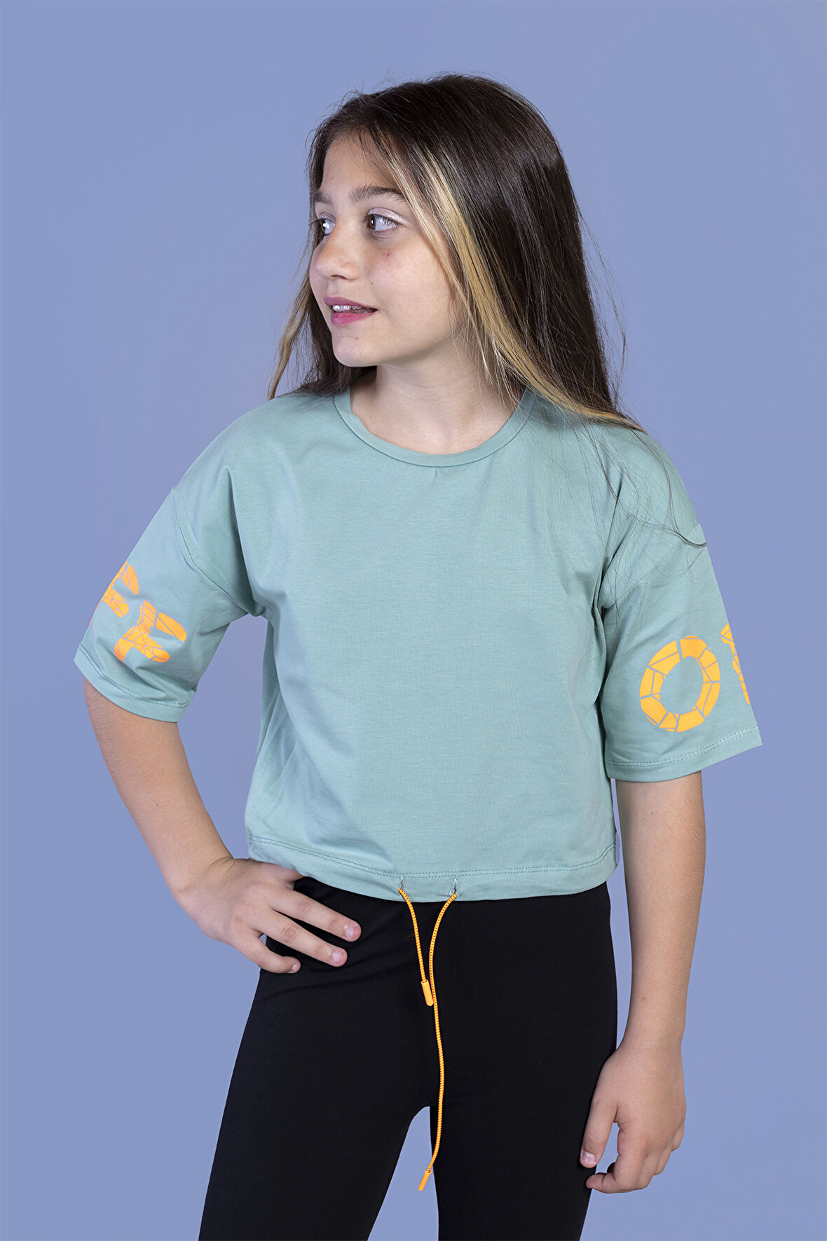 Toontoy Kız Çocuk Baskılı Crop Tişört