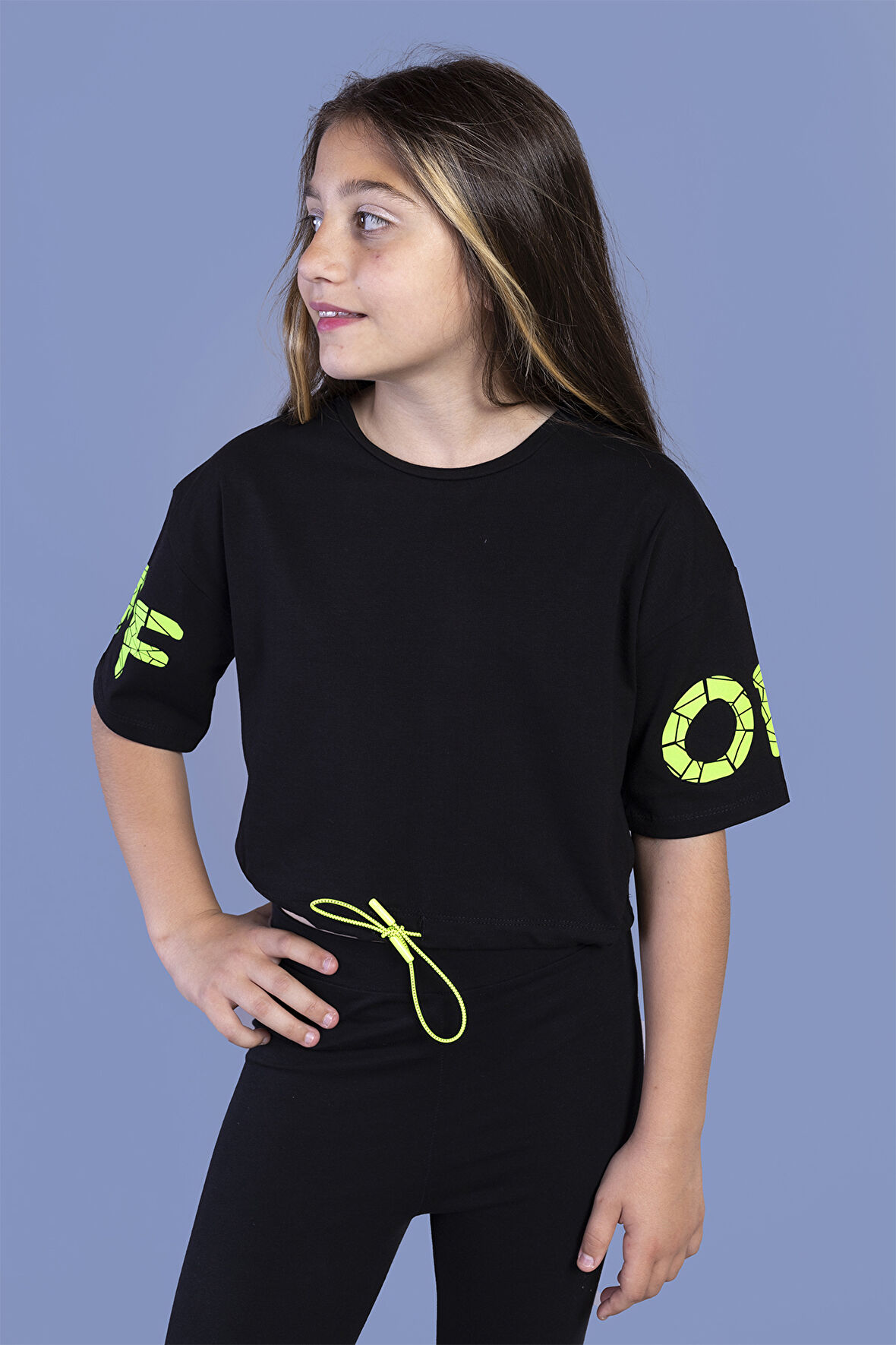 Toontoy Kız Çocuk Baskılı Crop Tişört