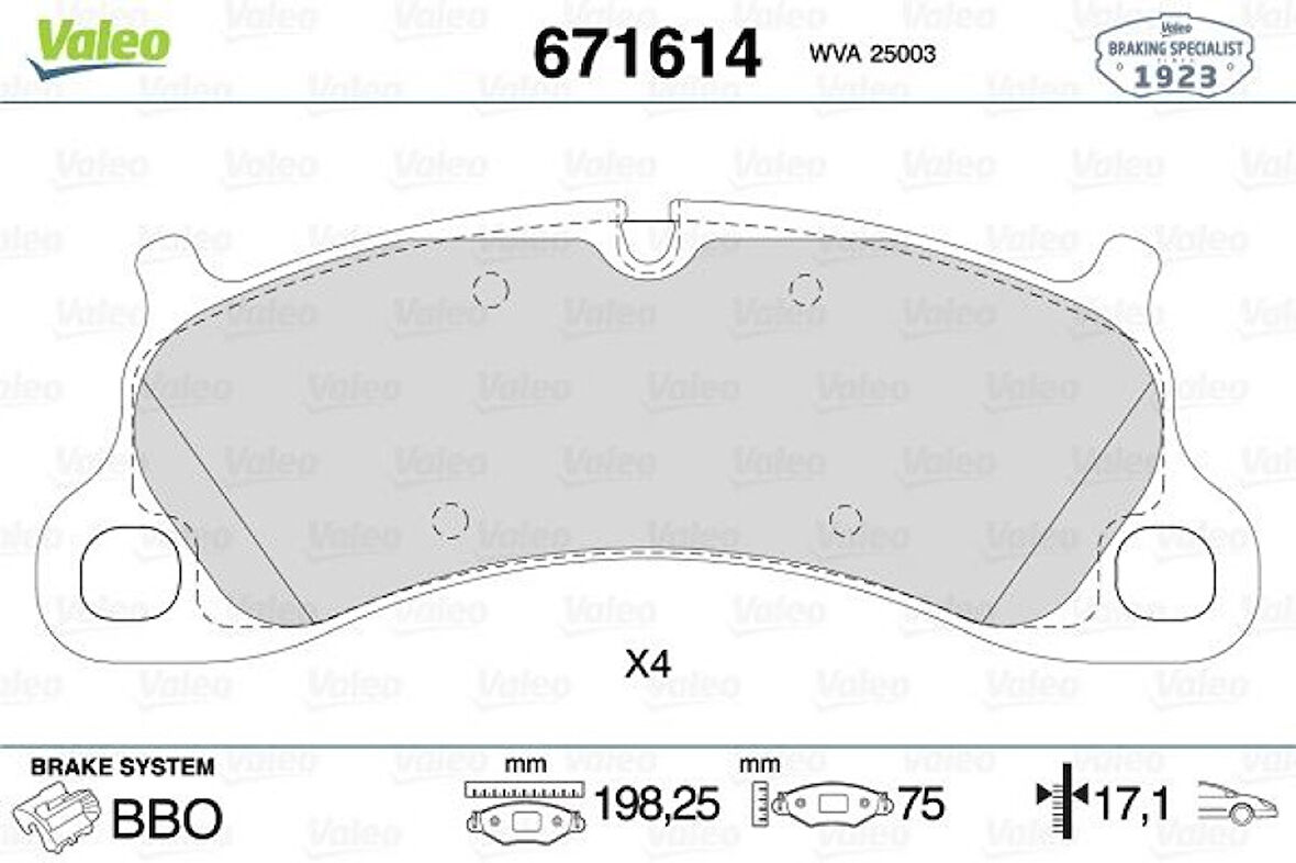 Vag Fren Balatası On Porche 911 3.0 Carrera S 15> - Valeo 671614