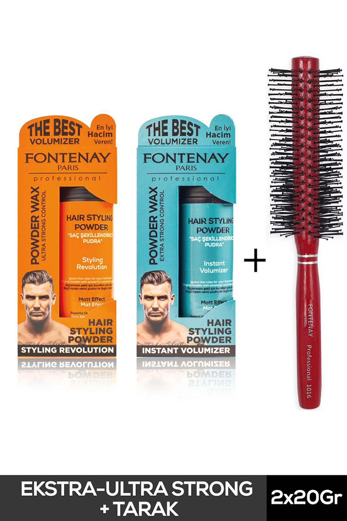 Fontenay Saç Şekillendirici Pudra Toz Wax Mat Effect Ve Ultra Strong 20gr + Profesyonel Saç Fırçası 1016 3'lü Set 