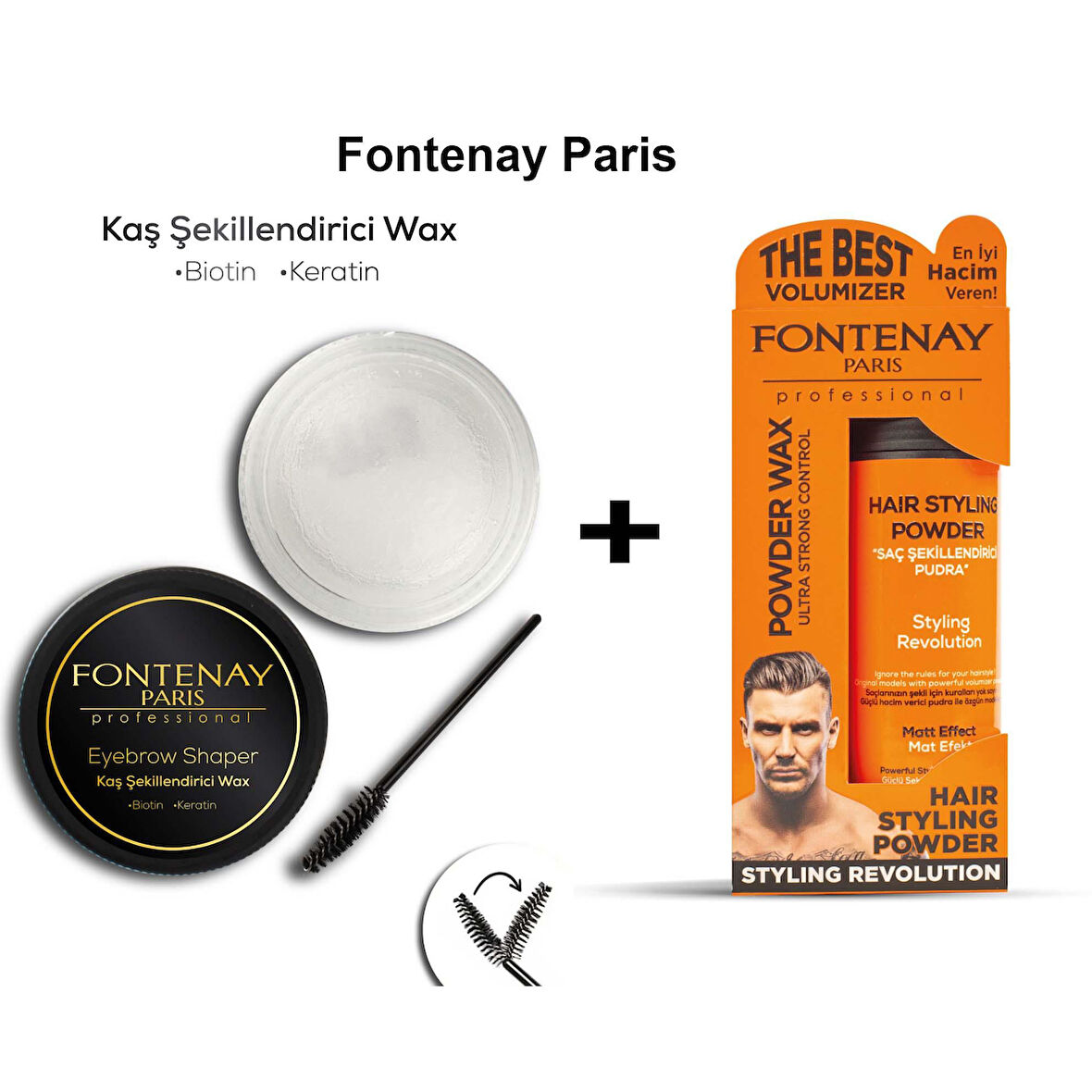 Fontenay Profesyonel Kaş Şekillendirici Wax + Saç Şekillendirici Toz Wax Turuncu 2'Li Set