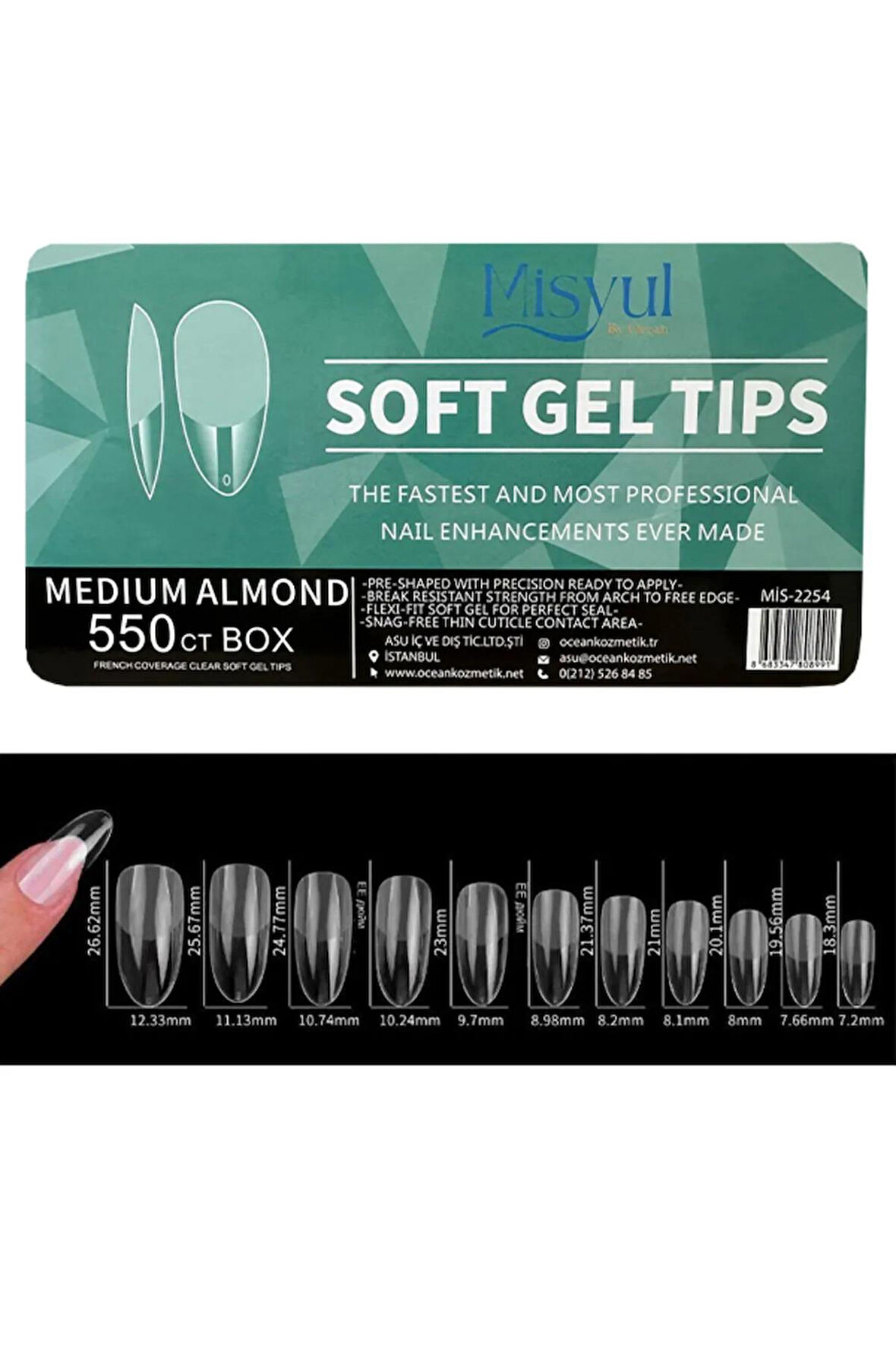 Yarım Ay Tips Protez Tırnak, 550'li, Protez Tırnak, Özel Kutulu No::2254