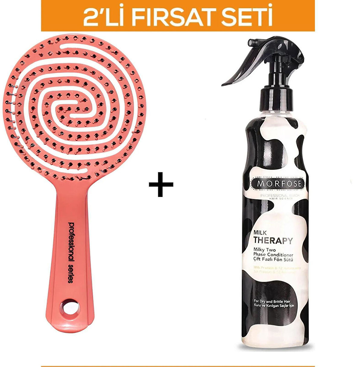 Fontenay Profesyonel 3 Boyutlu Saç Fırçası + Milk Therapy Fön Sütü 400 ml 2'li Set