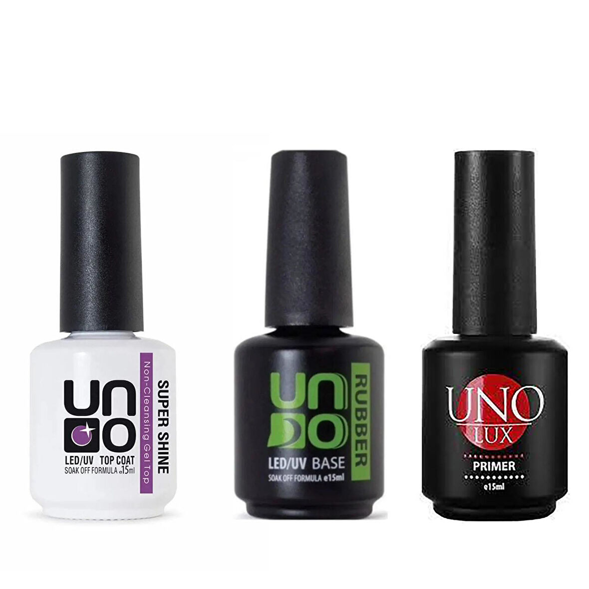 Fontenay Kalıcı Oje Seti Uno Lux Primer 15 Ml +Rubber Base Gel 15ml+SuperShine Top Coat 15ml