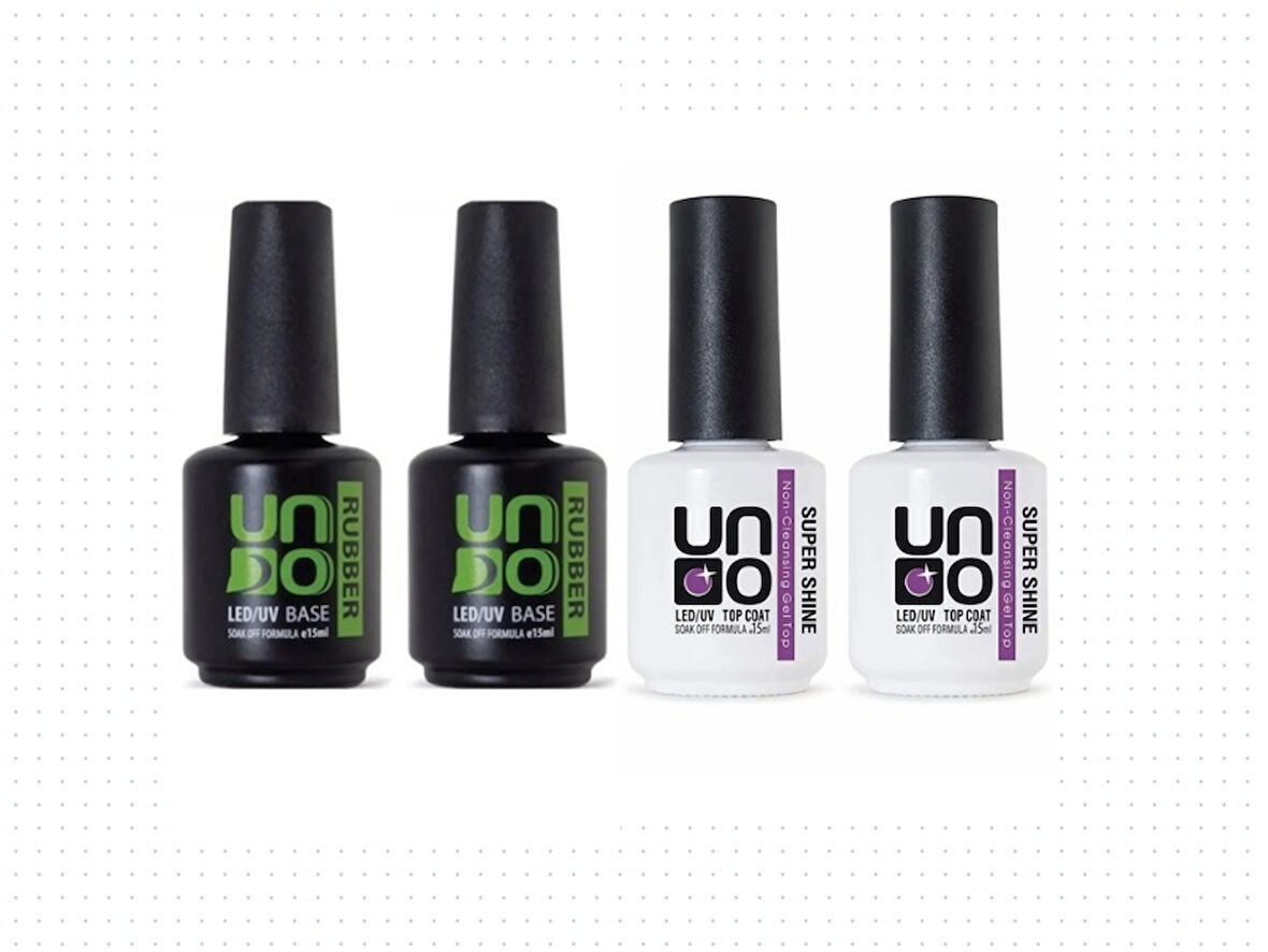 Fontenay Uno Top Coat Super Shine 15ml X2 - Uno Rubber Base Coat 15m X2 4'Lü Set