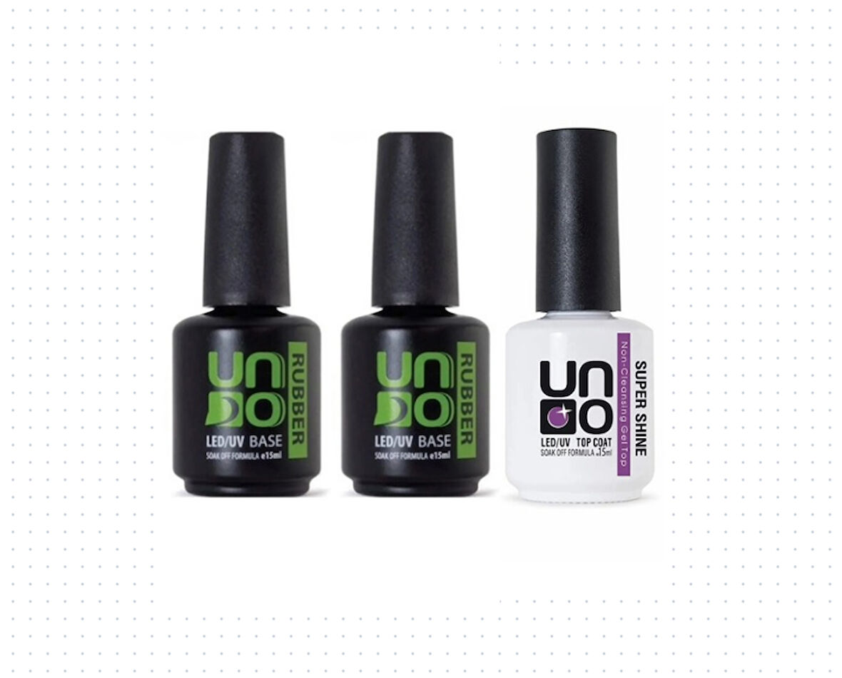 Fontenay Uno Top Coat Super Shine 15ml - Uno Rubber Base Coat 15m X2 3'Lü Set