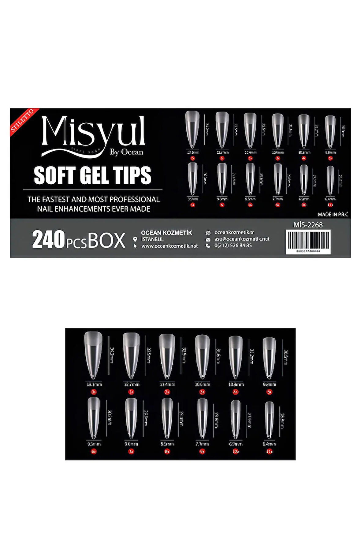 Fontenay Soft Jel Tips Protez Tırnak Tips Uzatma Yeni Nesil 240 Adet Stiletto