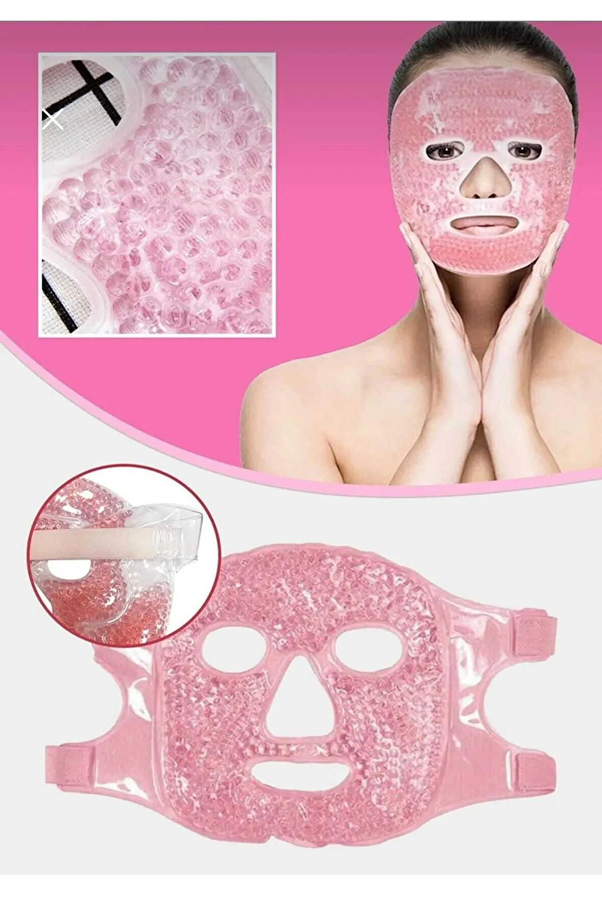 Fontenay Buz Jel Toplar Yüz Maskesi Soğuk Ve Sıcak Terapi Maskesi Pembe