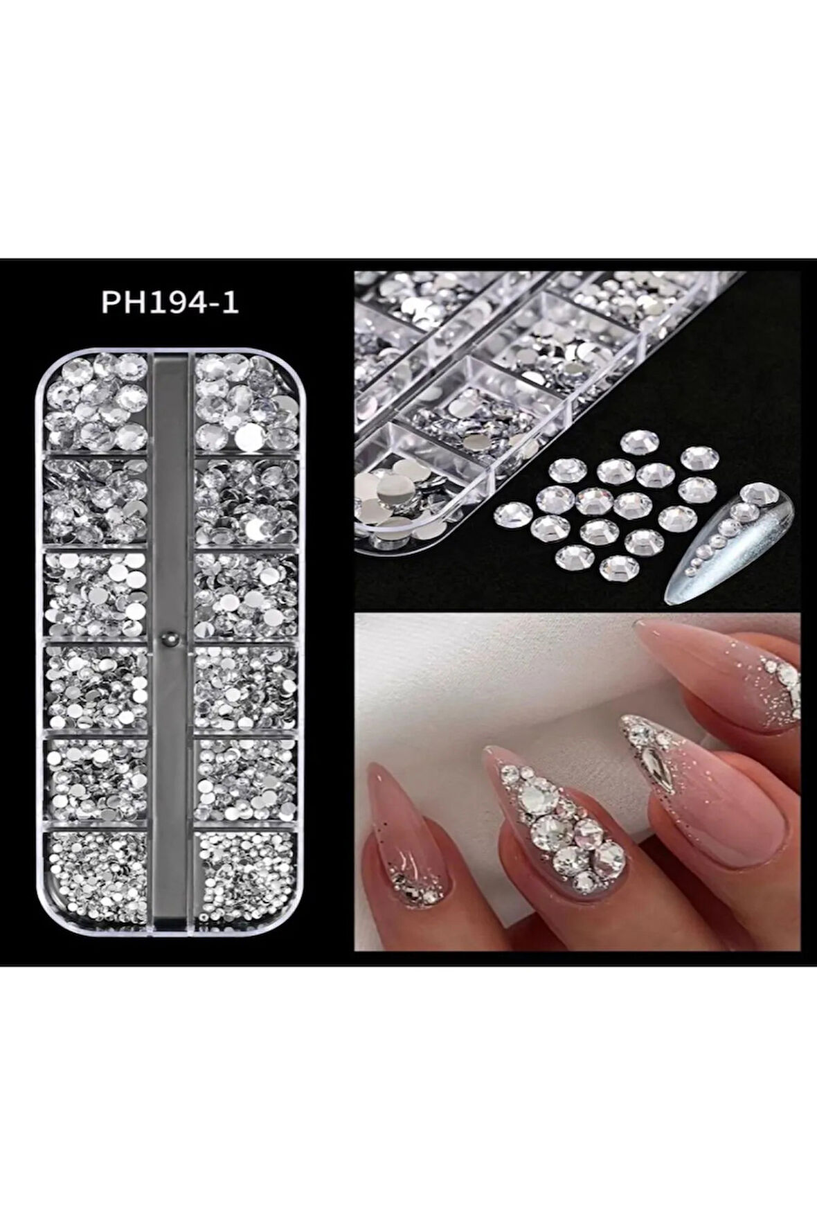 Fontenay Tırnak Süsleme Taşı Seti - 12'li Kutu GÜMÜŞ RENK