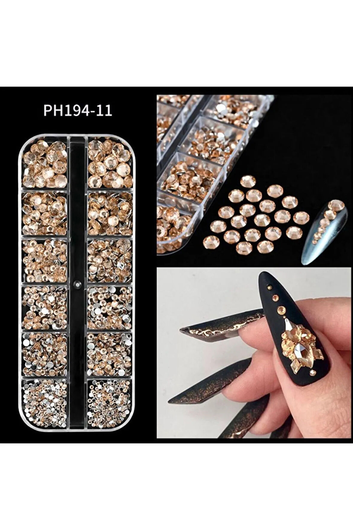 Fontenay GOLD RENK Tırnak Süsleme Taşı Seti - 12'li Kutu