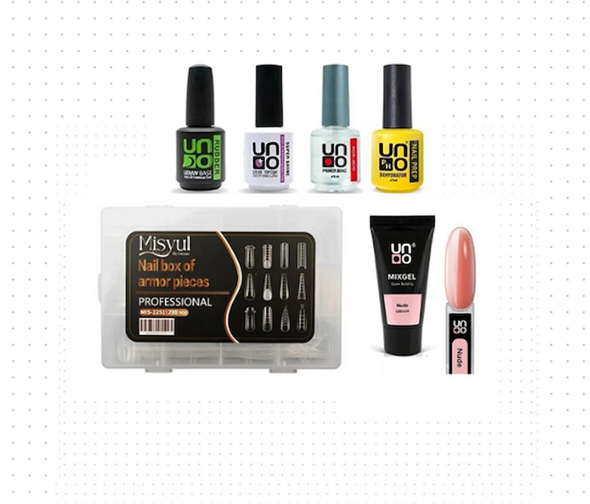 Fontenay Uno PolyJel Nude 30G+ProtezTırnak Tips ÜstForm JelTips+BaseCoatTopCoatPrimerDehydrator