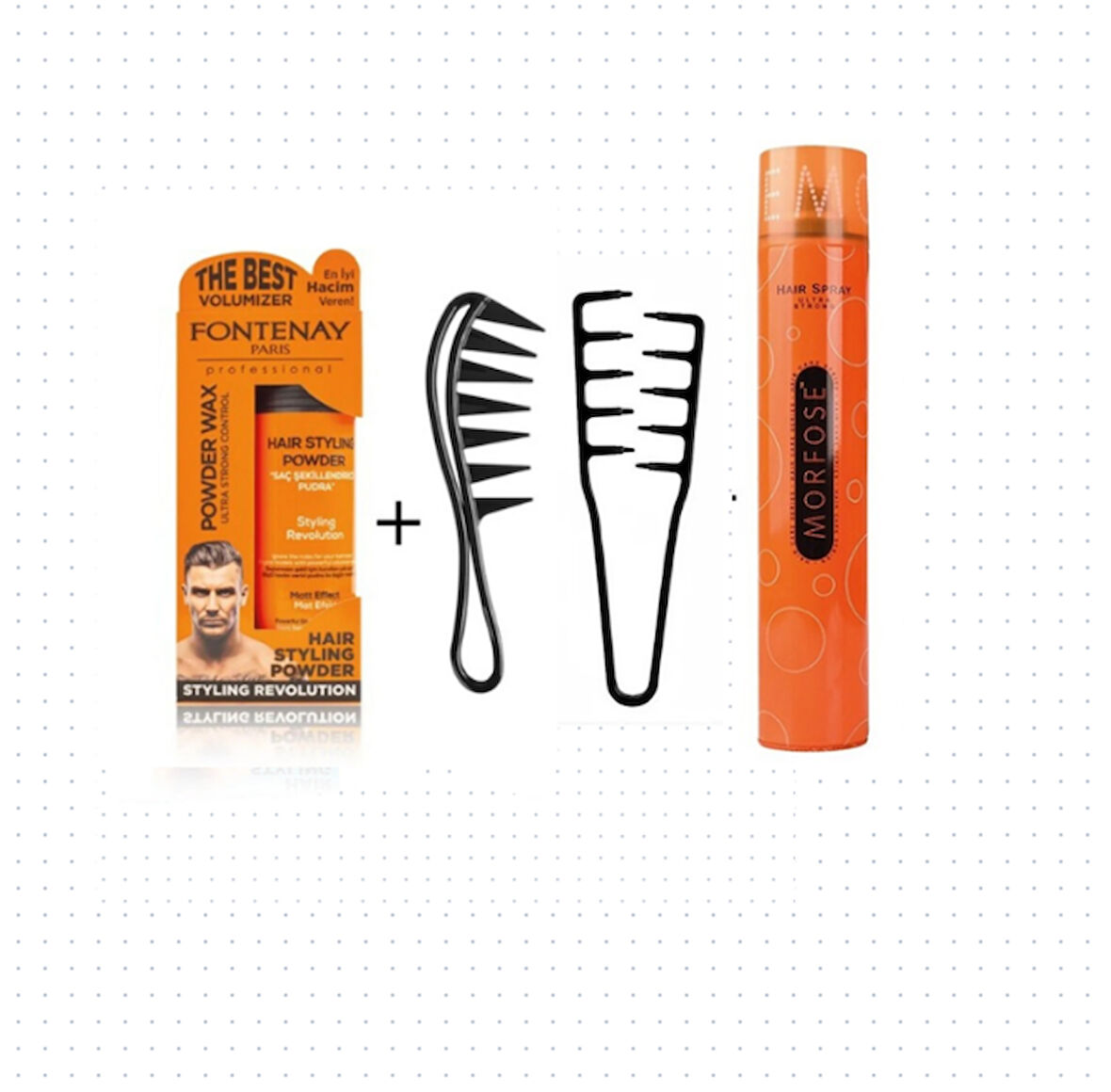 Fontenay Saç Pudra Toz Wax Ultra Strong + Mucizevi Şekil Tarağı + Şekil Tarak + Saç Sprey 4'Lü Set