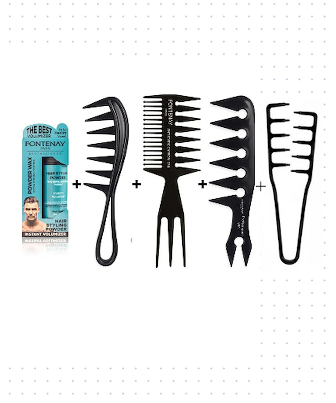 Fontenay Saç Şekillendirici Toz Wax Matt Effect Mavi 20gr+Şekil Tarak X3+Mucizevi Tarak 5'Li Set