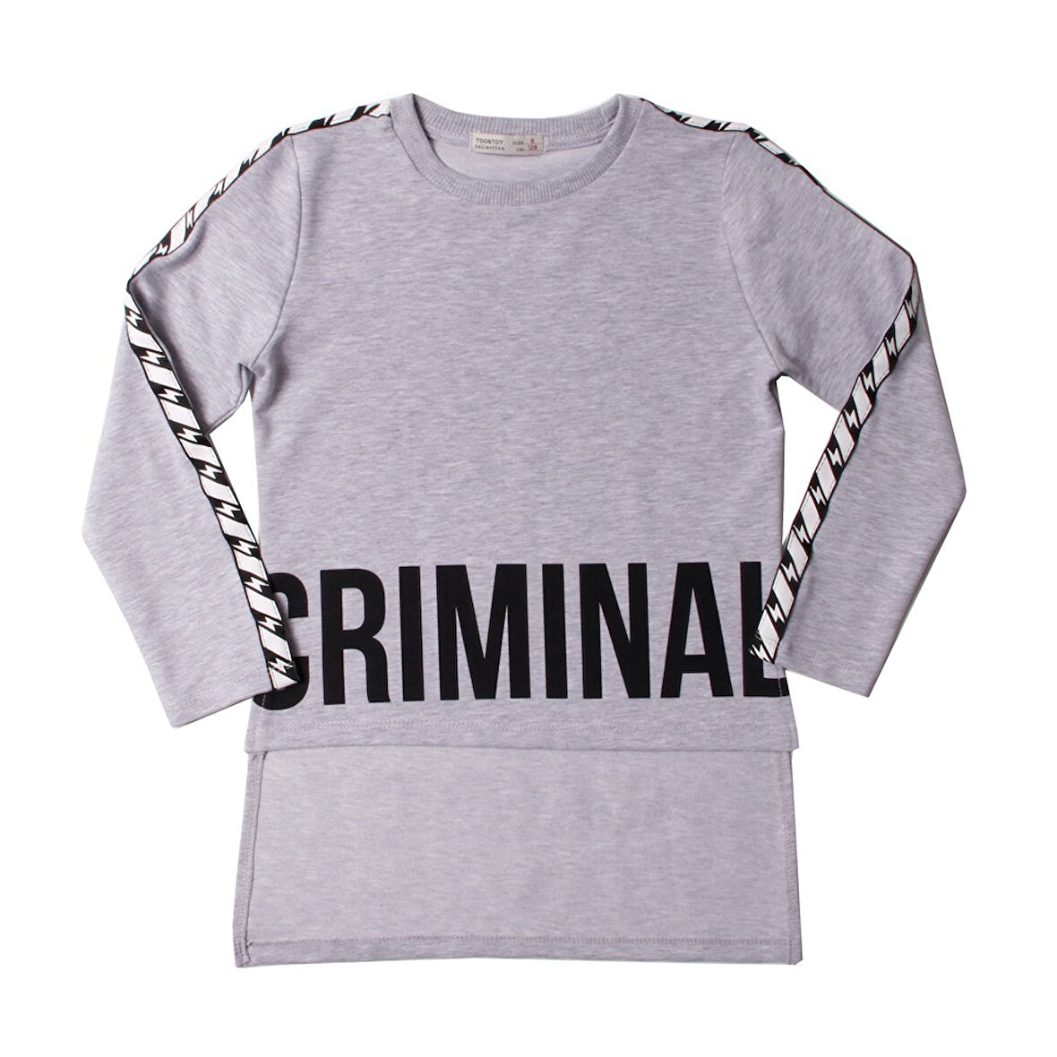 Toontoy Kız Çocuk Criminal Baskılı İki Kolu Şeritli Tişört
