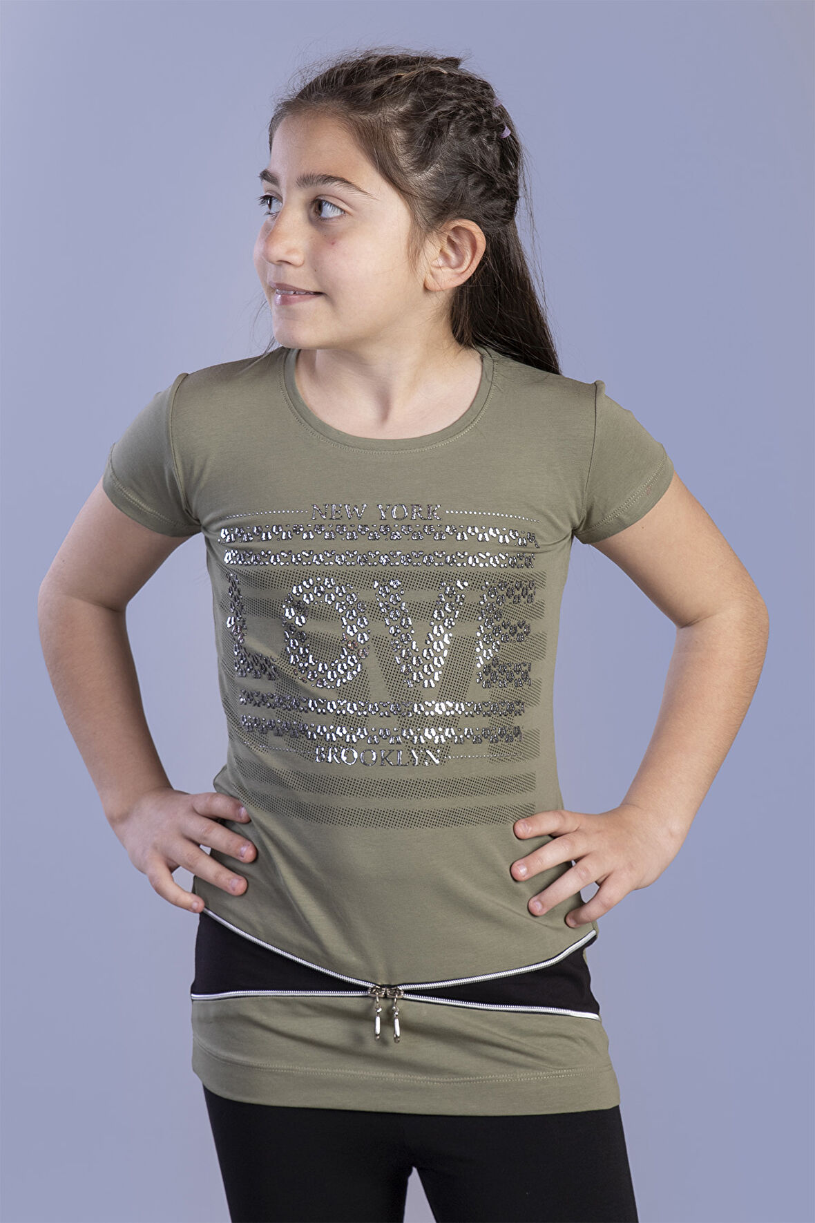 Toontoy  Kız Çocuk T-Shirt Love Varak Baskı