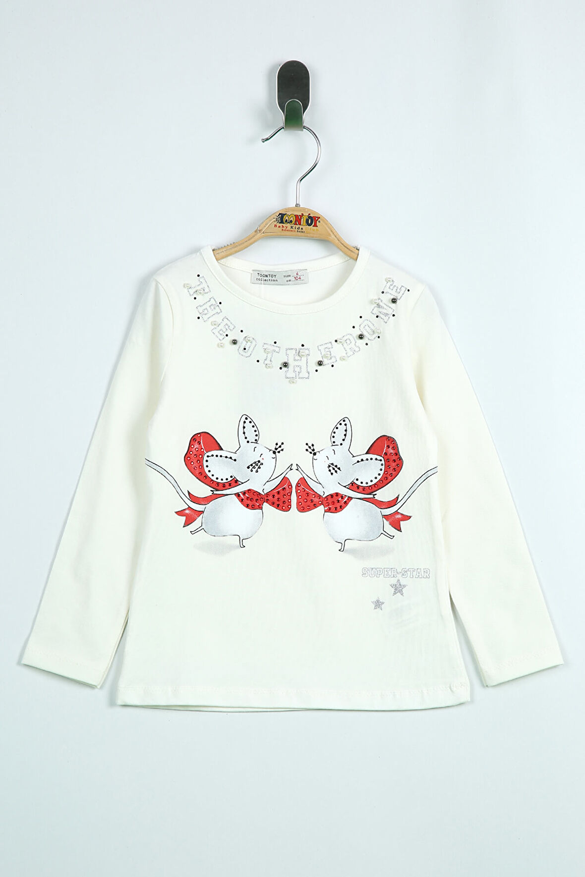Toontoy Kız Çocuk T-Shirt Yaka İnci Taş