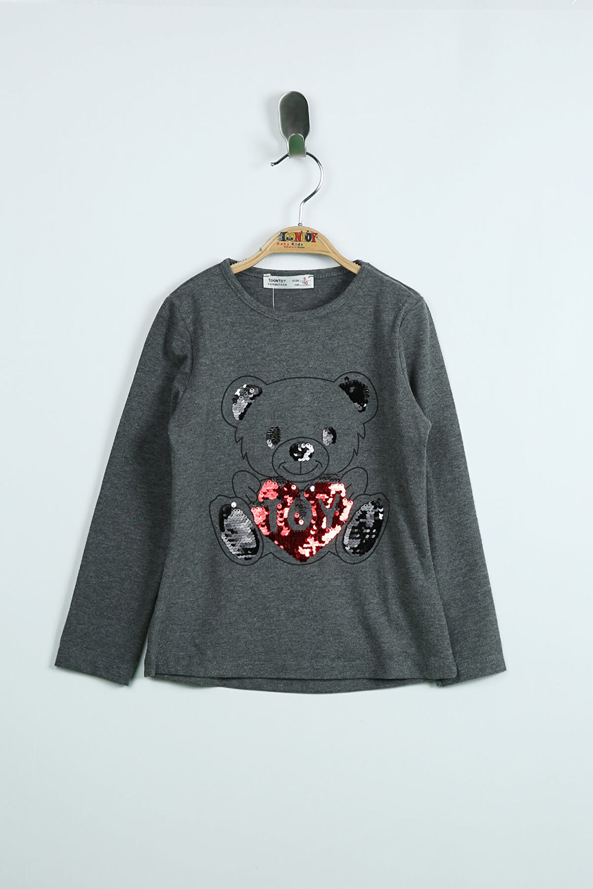 Toontoy Kız Çocuk T-Shirt Ayıcık Baskı Pul Nakış