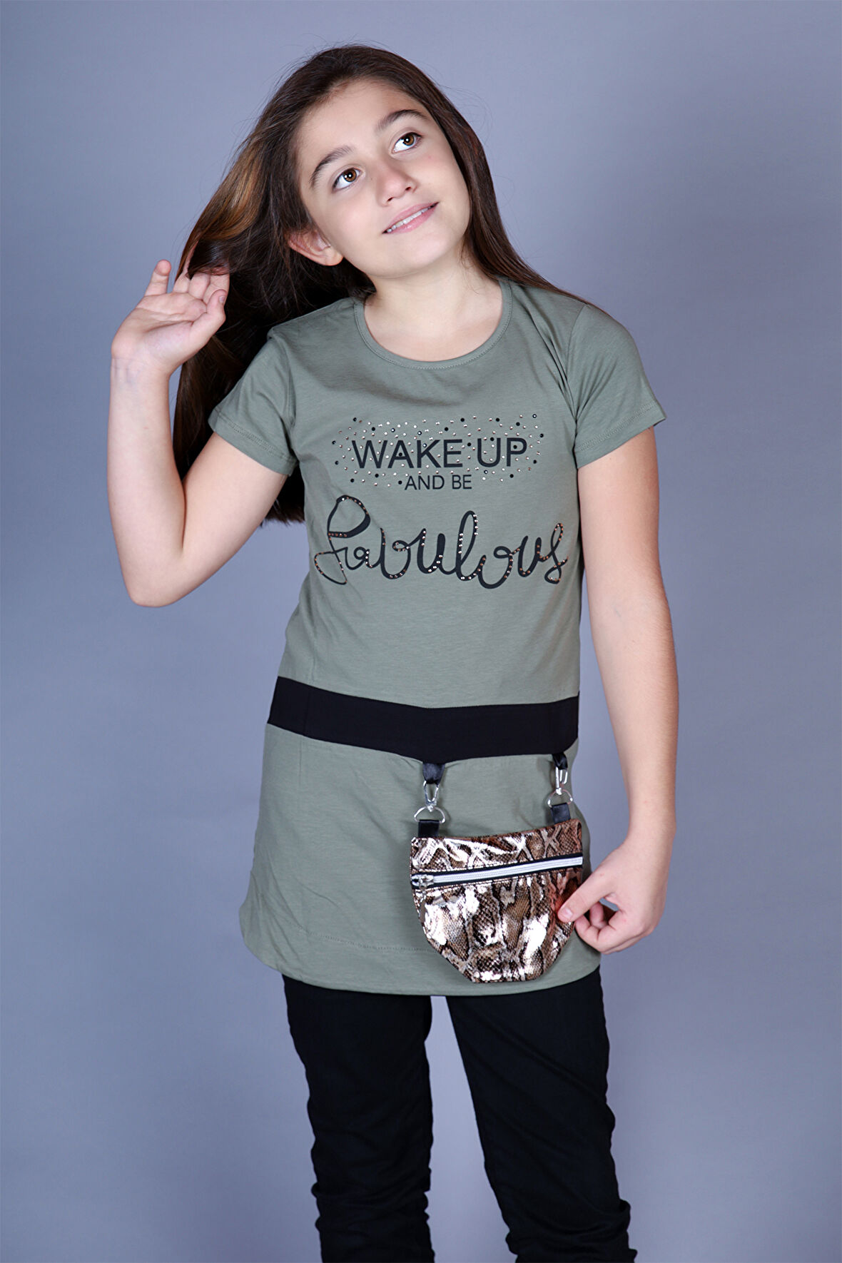 Toontoy  Kız Çocuk T-Shirt Önü Çantalı