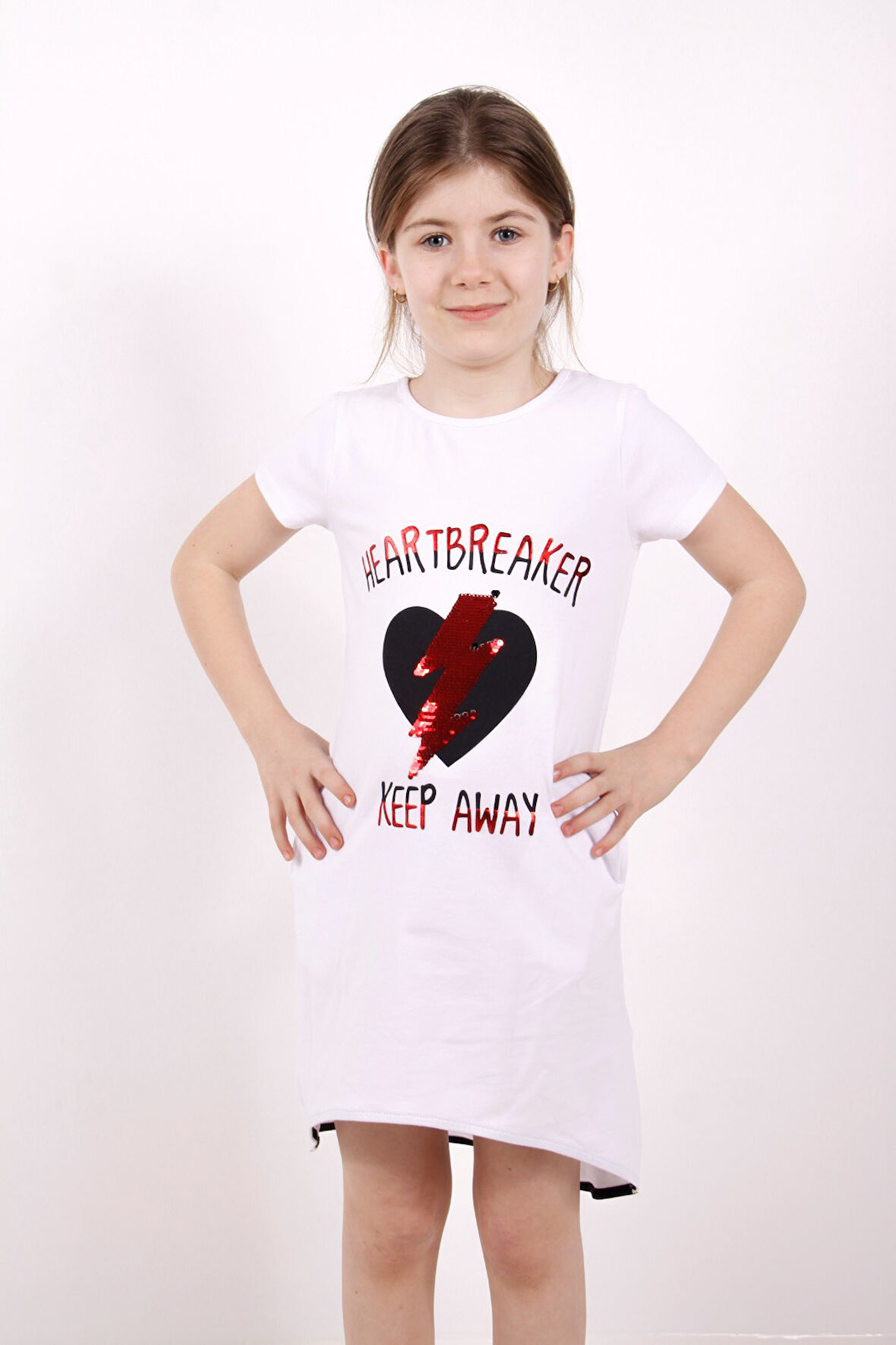 Toontoy Kız Çocuk Elbise Keep Away Baskı