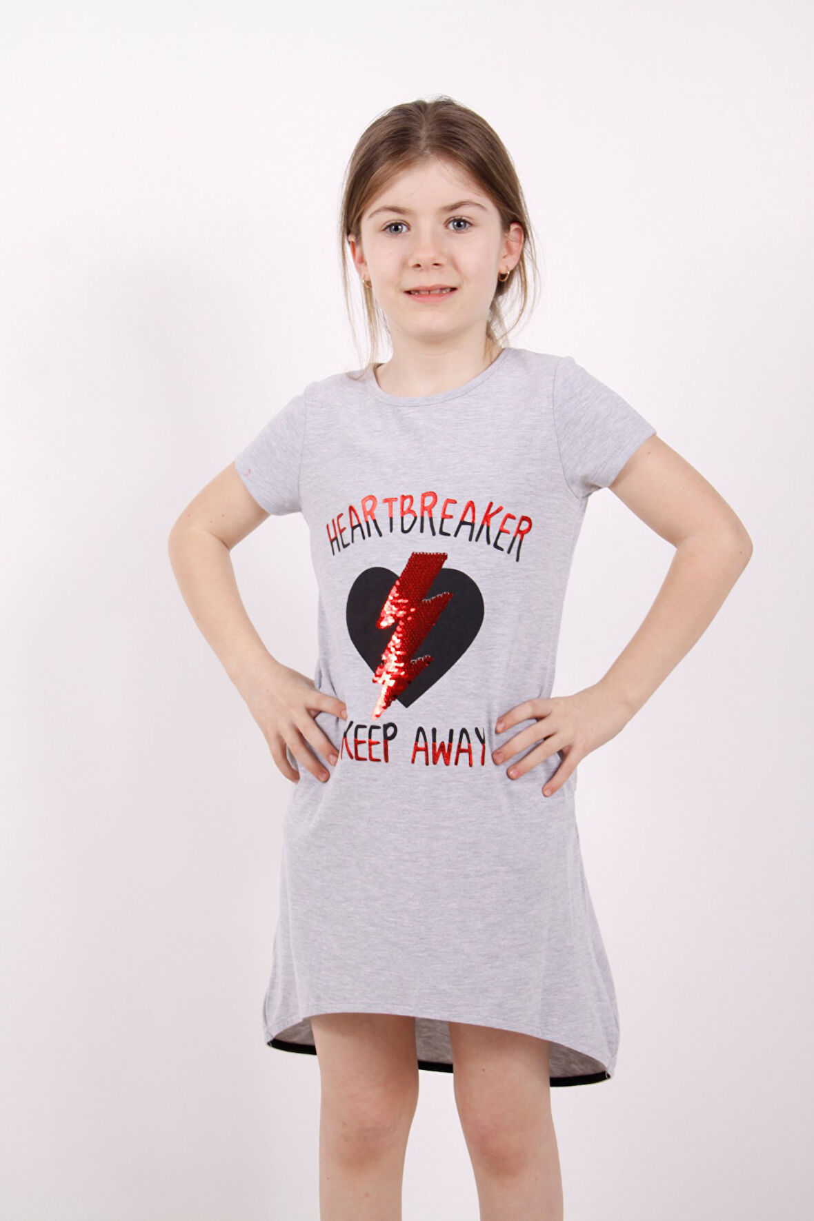 Toontoy Kız Çocuk Elbise Keep Away Baskı
