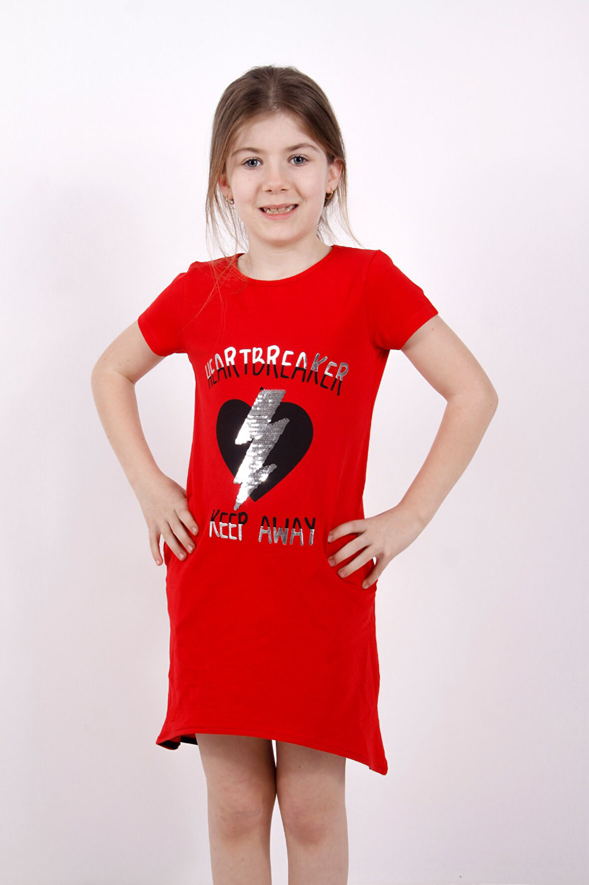 Toontoy Kız Çocuk Elbise Keep Away Baskı
