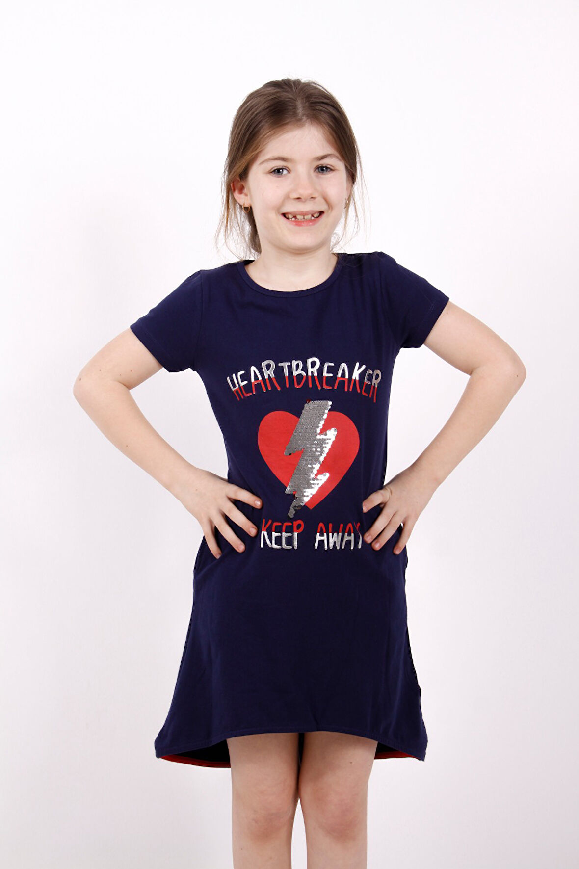 Toontoy Kız Çocuk Elbise Keep Away Baskı