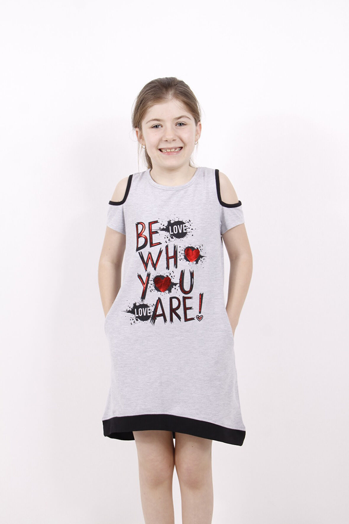 Toontoy Kız Çocuk Be Wh Are Baskılı Elbise 