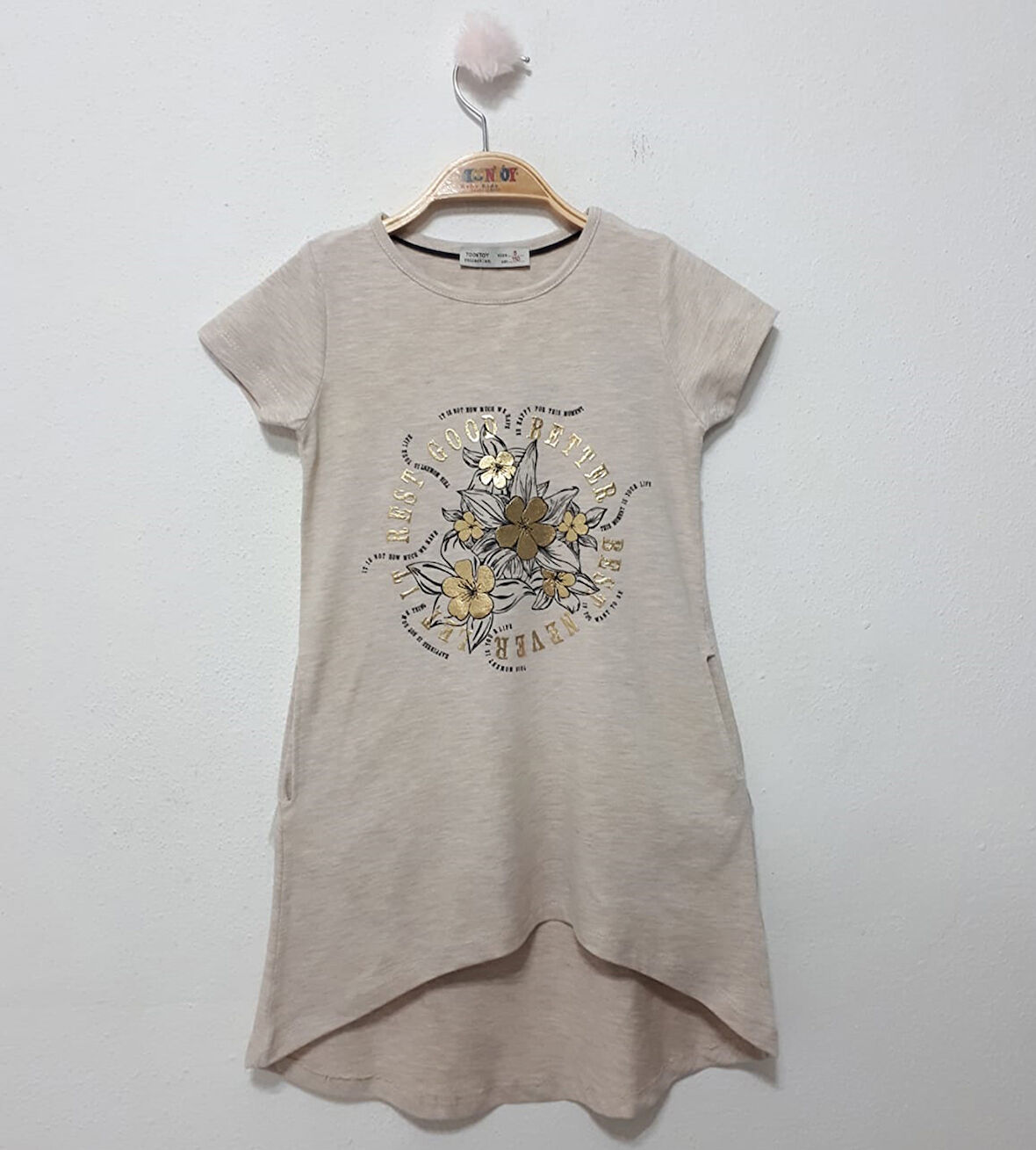 Toontoy Kız Çocuk Çiçek Baskılı Elbise