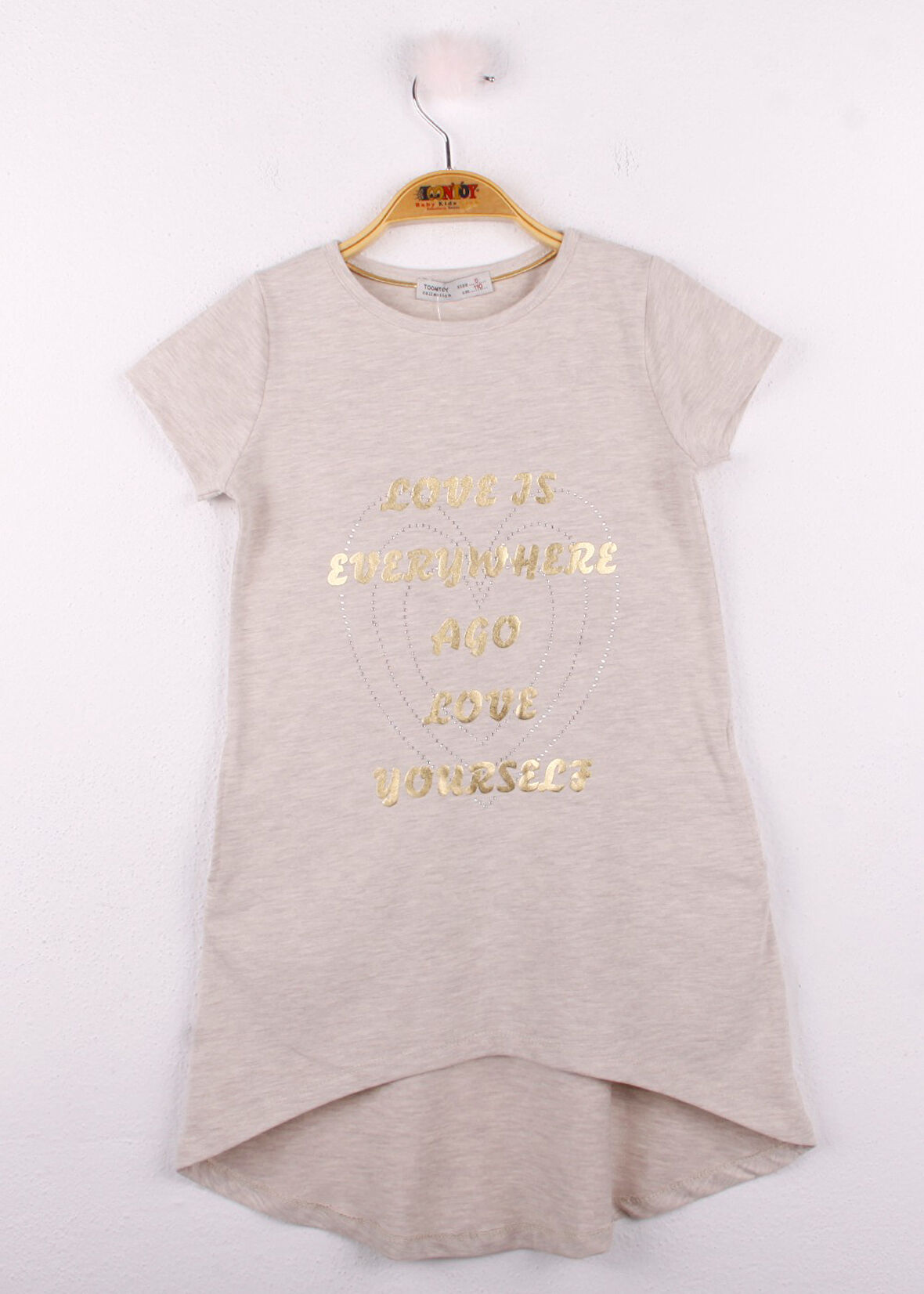 Toontoy Kız Çocuk Yazı Baskılı Elbise