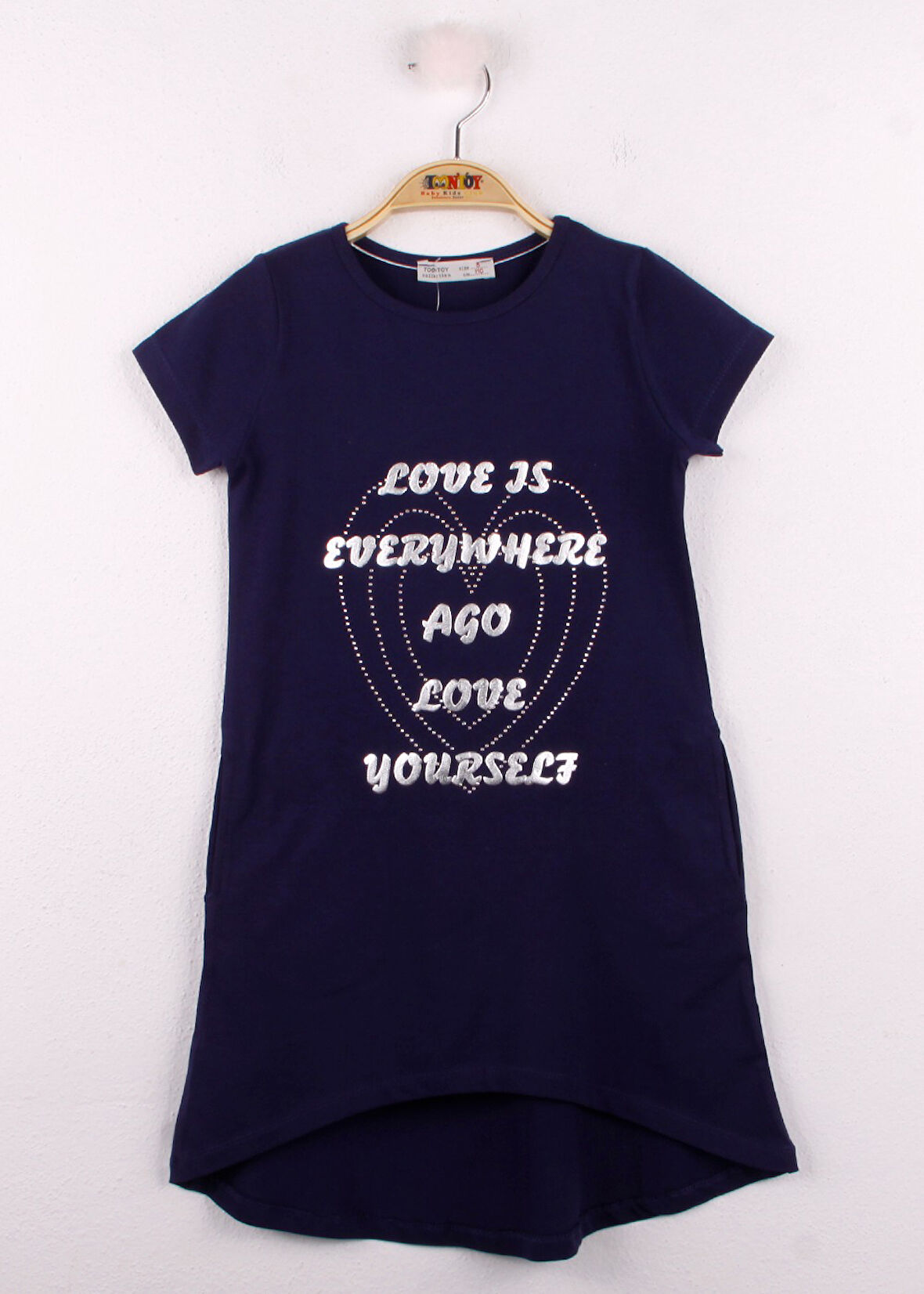 Toontoy Kız Çocuk Yazı Baskılı Elbise