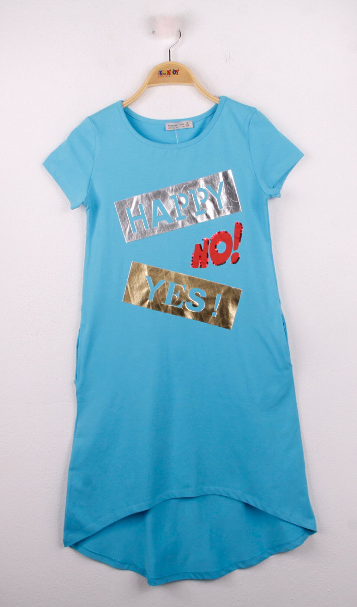 Toontoy Kız Çocuk Yes No Baskılı Elbise