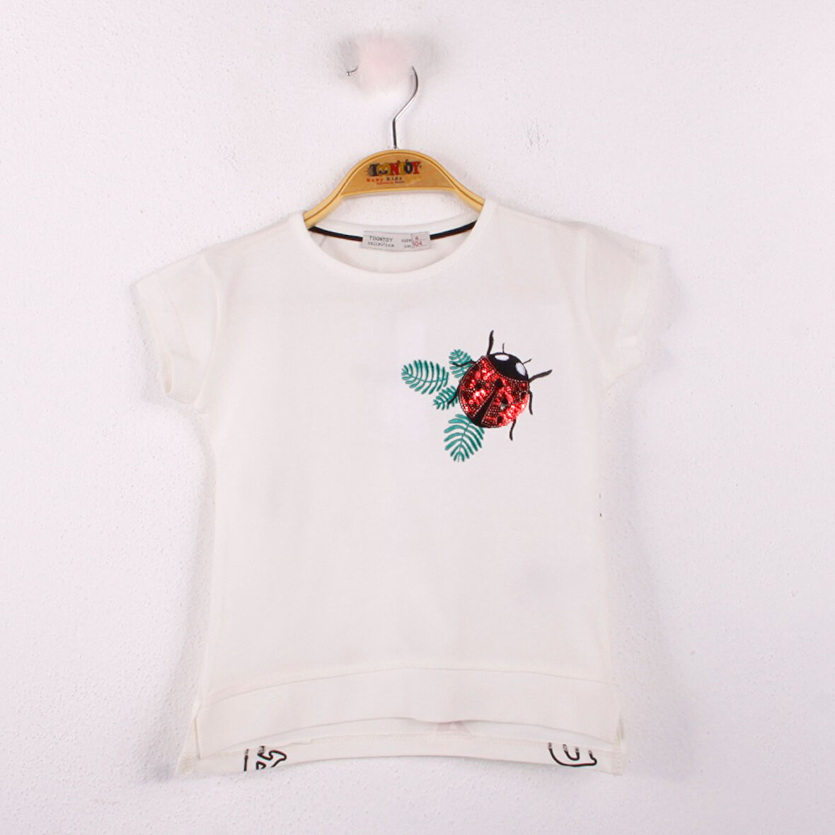 Kız Çocuk Tişört Uğur Böceği Nakışlı