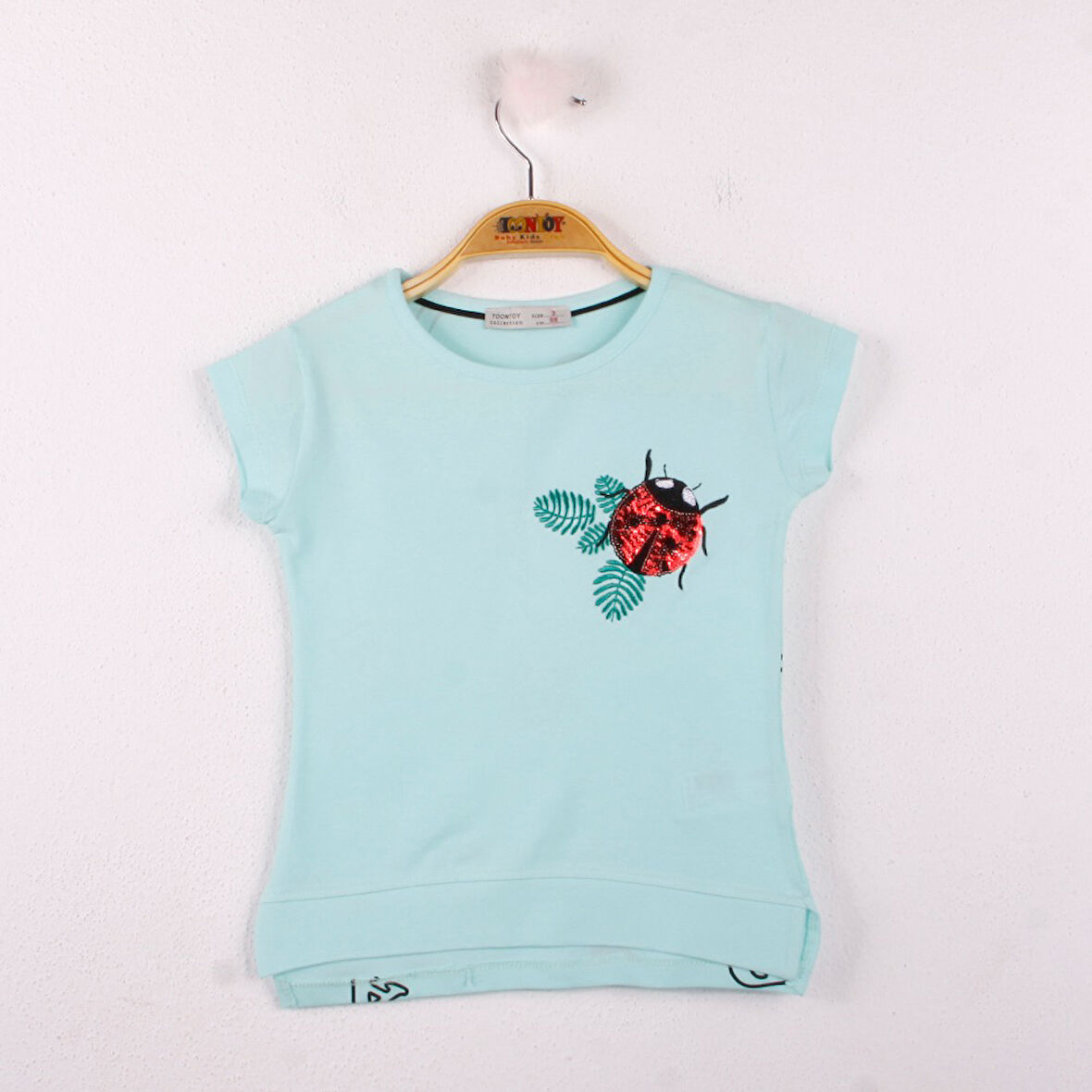 Kız Çocuk Tişört Uğur Böceği Nakışlı