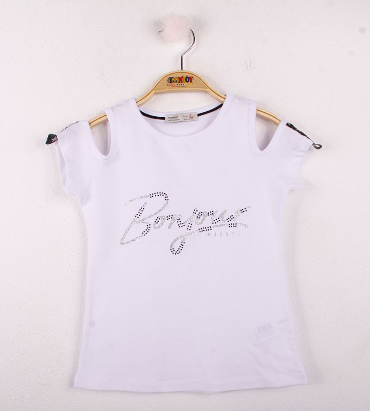 Toontoy Kız Çocuk Bonjour Şeritli Tişört