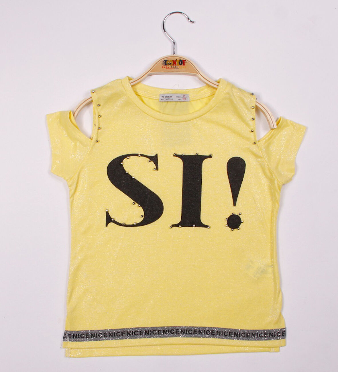 Toontoy Kız Çocuk SI Baskılı Şeritli Tişört