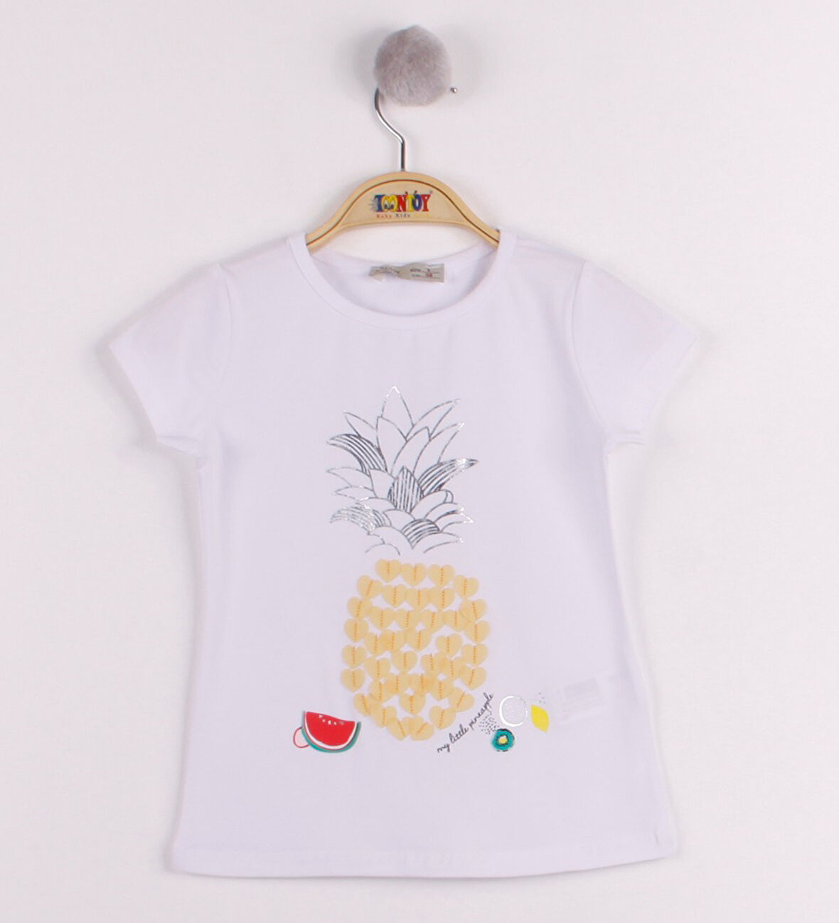 Toontoy Kız Çocuk Ananas Baskılı Tişört 