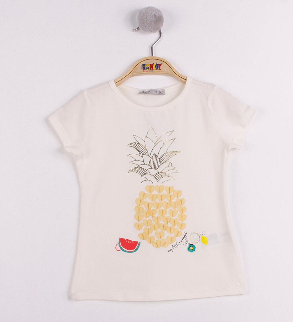 Toontoy Kız Çocuk Ananas Baskılı Tişört 