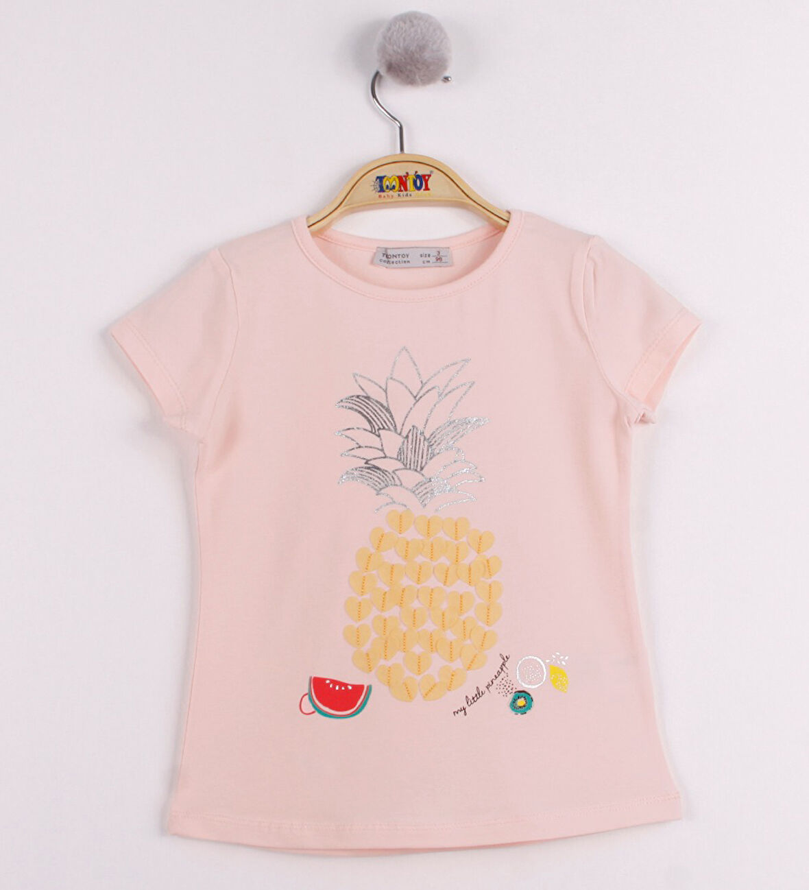 Toontoy Kız Çocuk Ananas Baskılı Tişört 