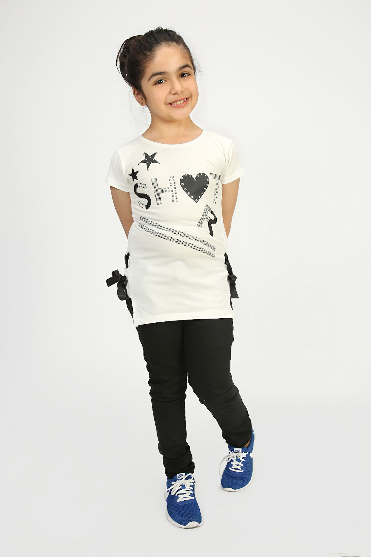 Toontoy Kız Çocuk Yandan Biyeli Tişört