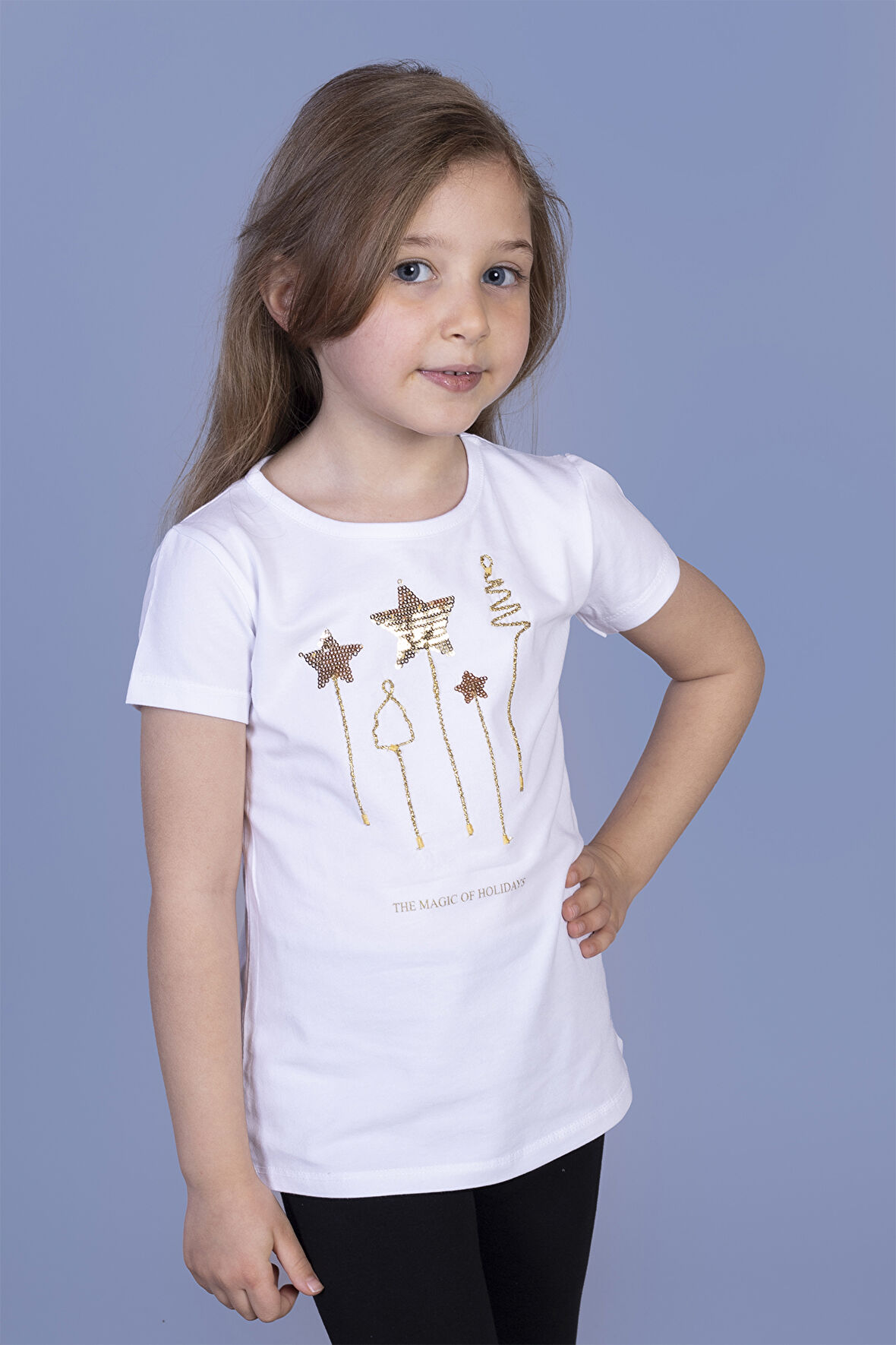 Toontoy Kız Çocuk Yıldız Nakışlı Tişört