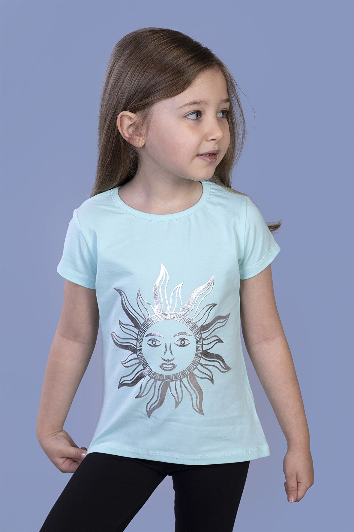 Toontoy Kız Çocuk Güneş Varaklı Tişört