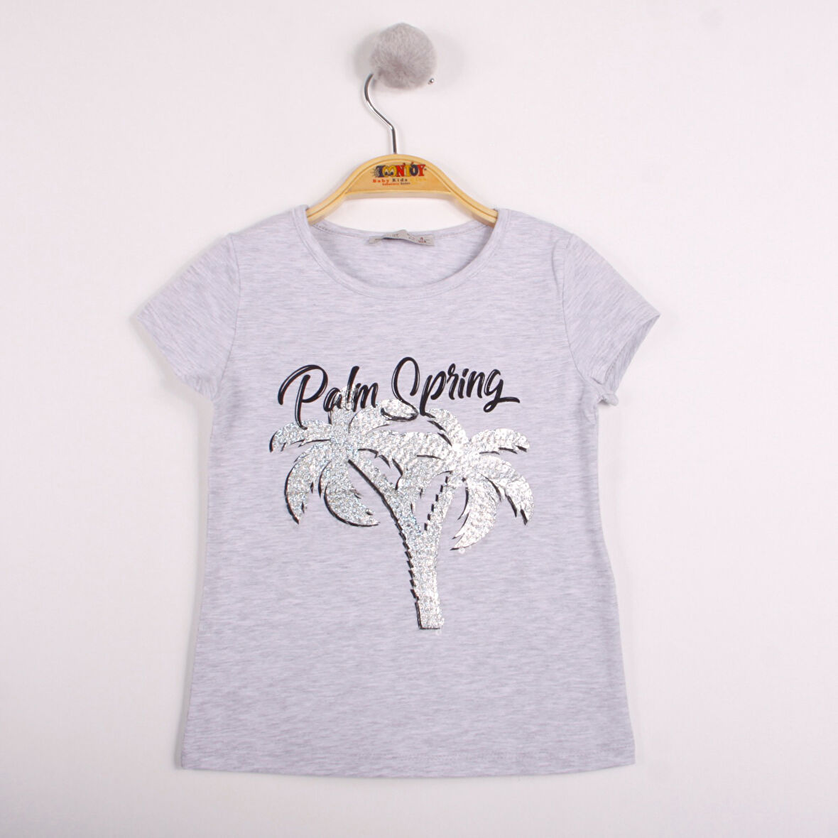 Toontoy Kız Çocuk Pullu Palmiye Nakışlı Tişört