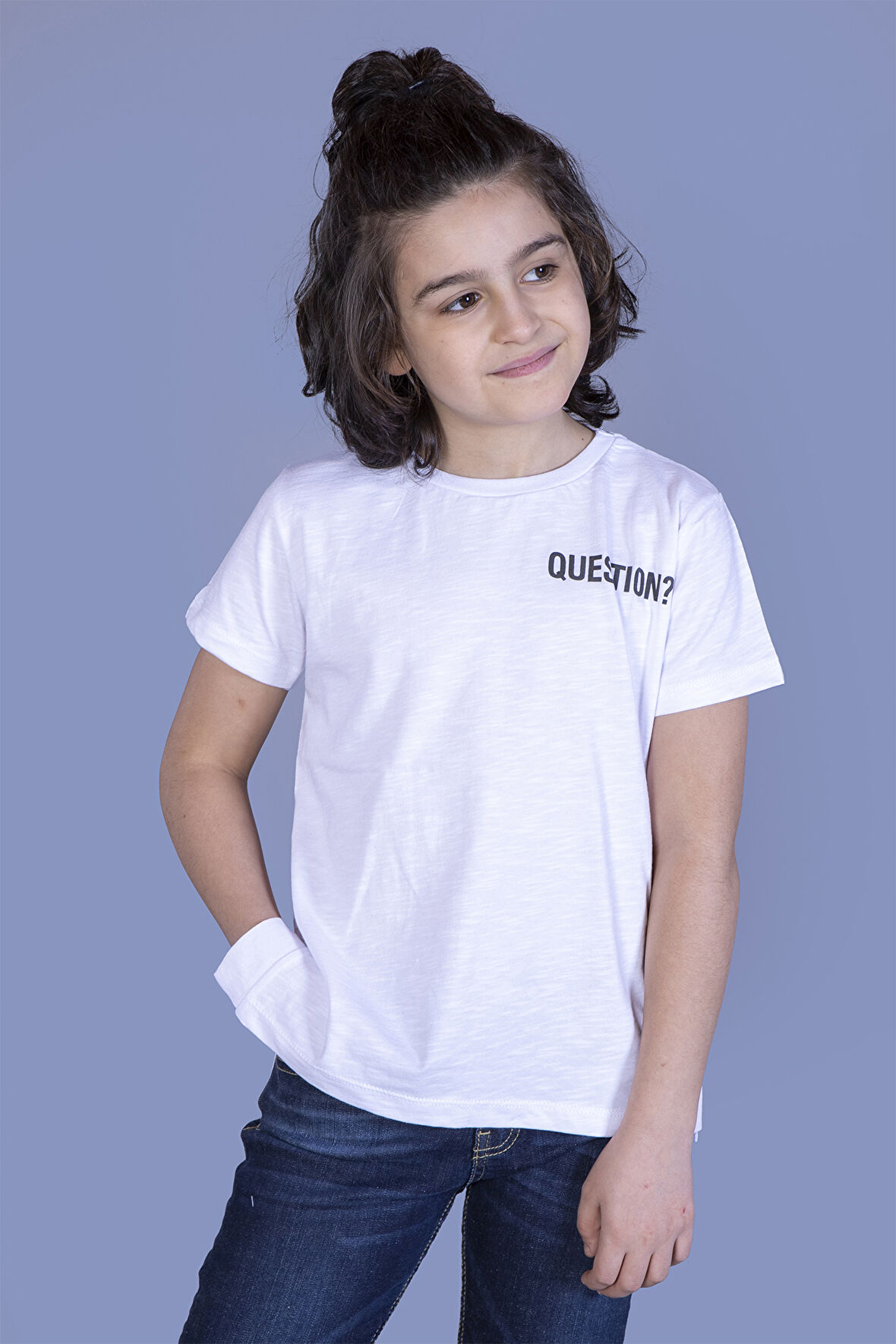 Toontoy Erkek Çocuk Yanları Yırtmaç Detaylı Questıon Baskılı Tişört