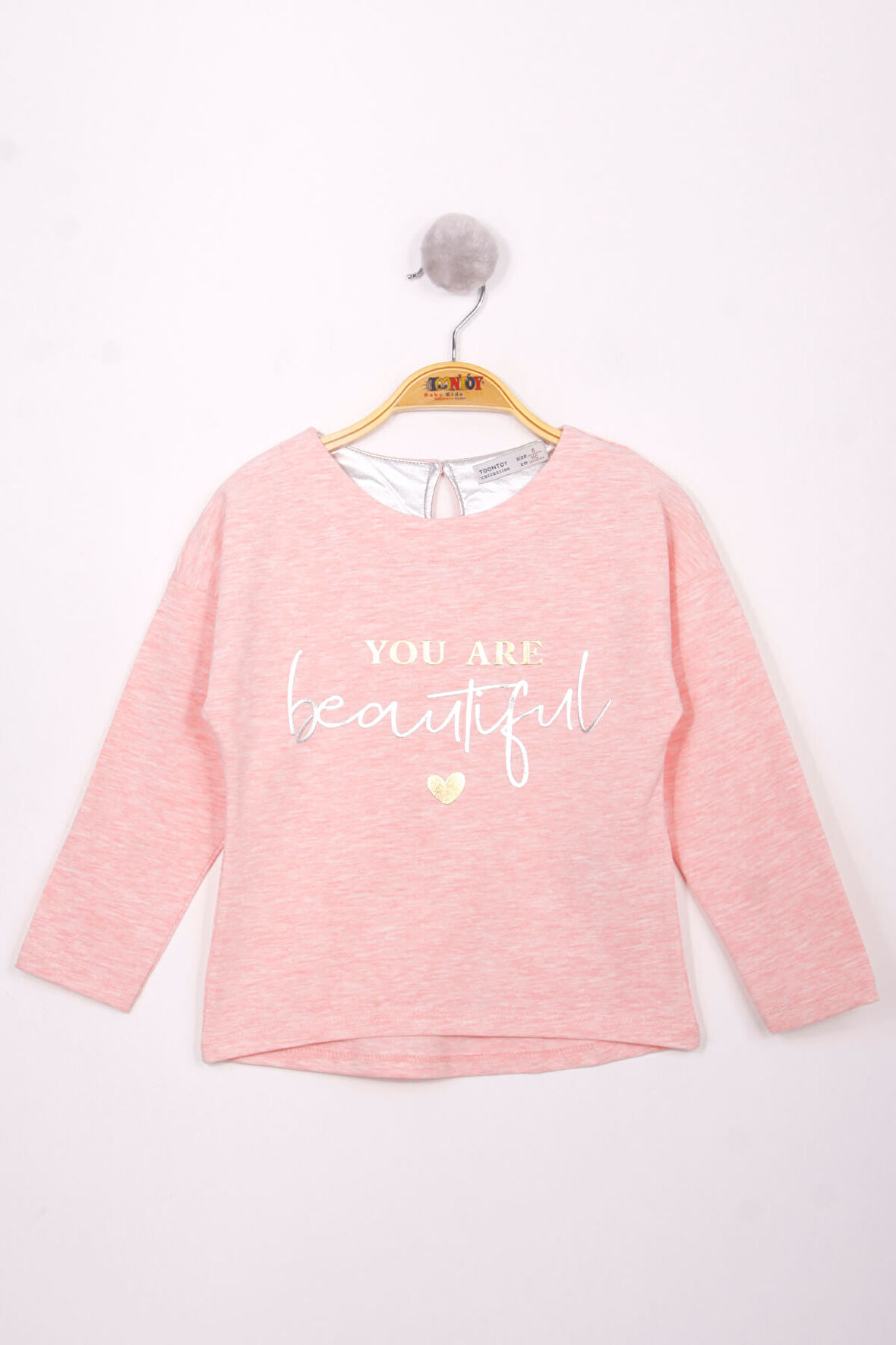 Toontoy Kız Çocuk Yazı Varaklı T-Shirt