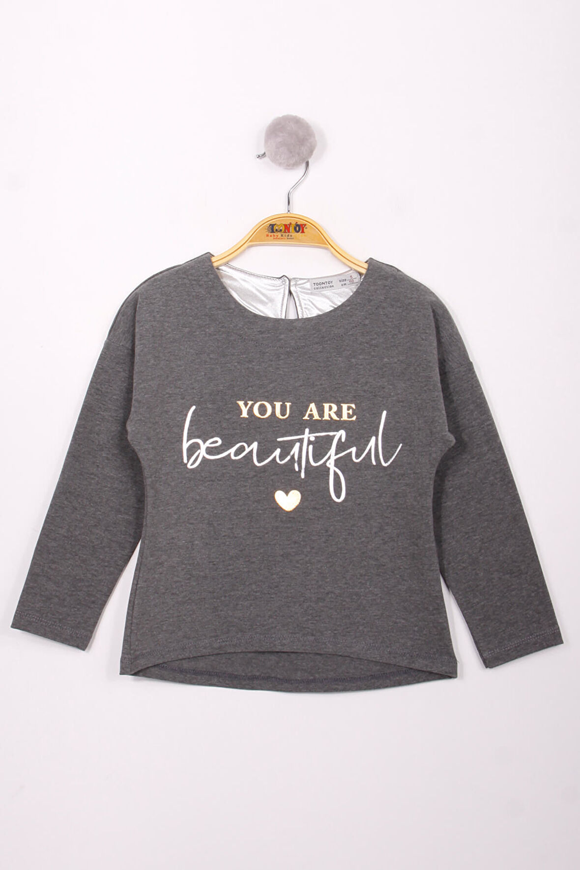 Toontoy Kız Çocuk Yazı Varaklı T-Shirt